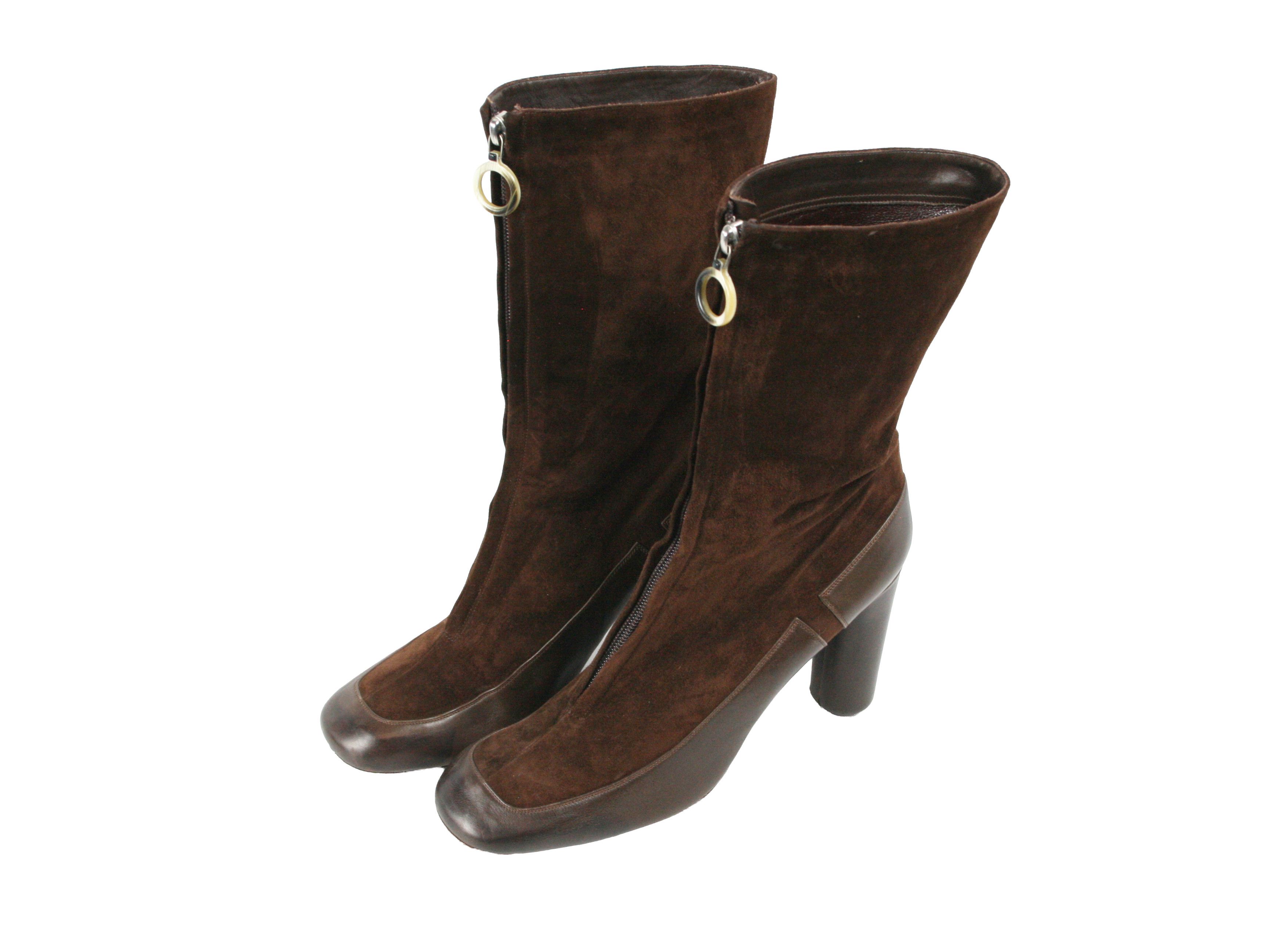 Marc Jacobs Front Zip Suede Leather Ankle Boots Size US 9.5 / IT 39.5 - 3 Thumbnail