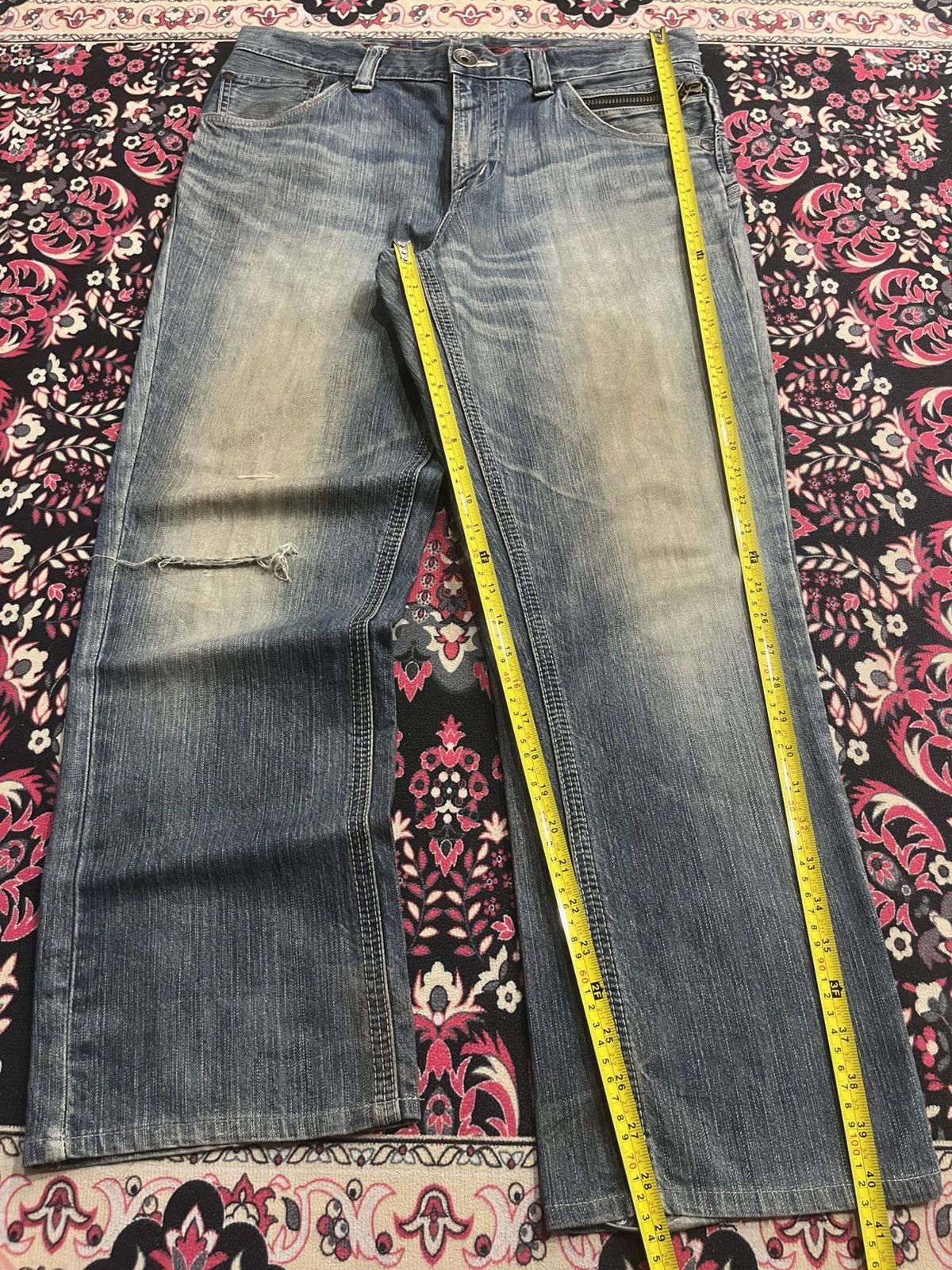 Edwin ⚡️Distressed⚡️Vintage Edwin XVS Buckle Back Mud Blue Wash Jean Size US 34 / EU 50 - 13 Thumbnail