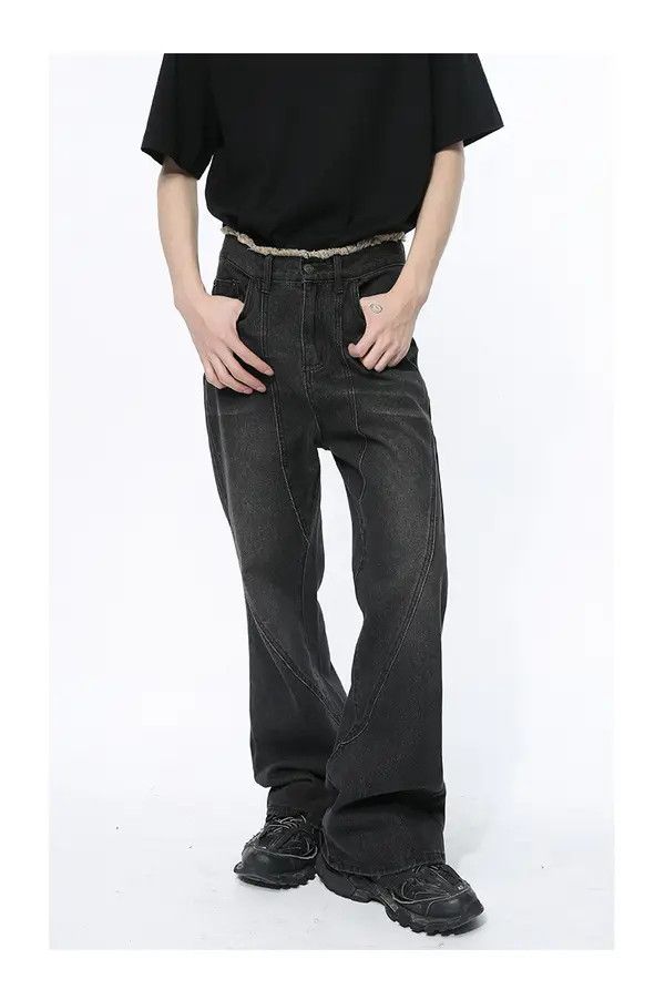 Japanese Brand Haseki x Kaoda Black Raw Waist Flared Jeans Size US 32 / EU 48 - 2 Thumbnail