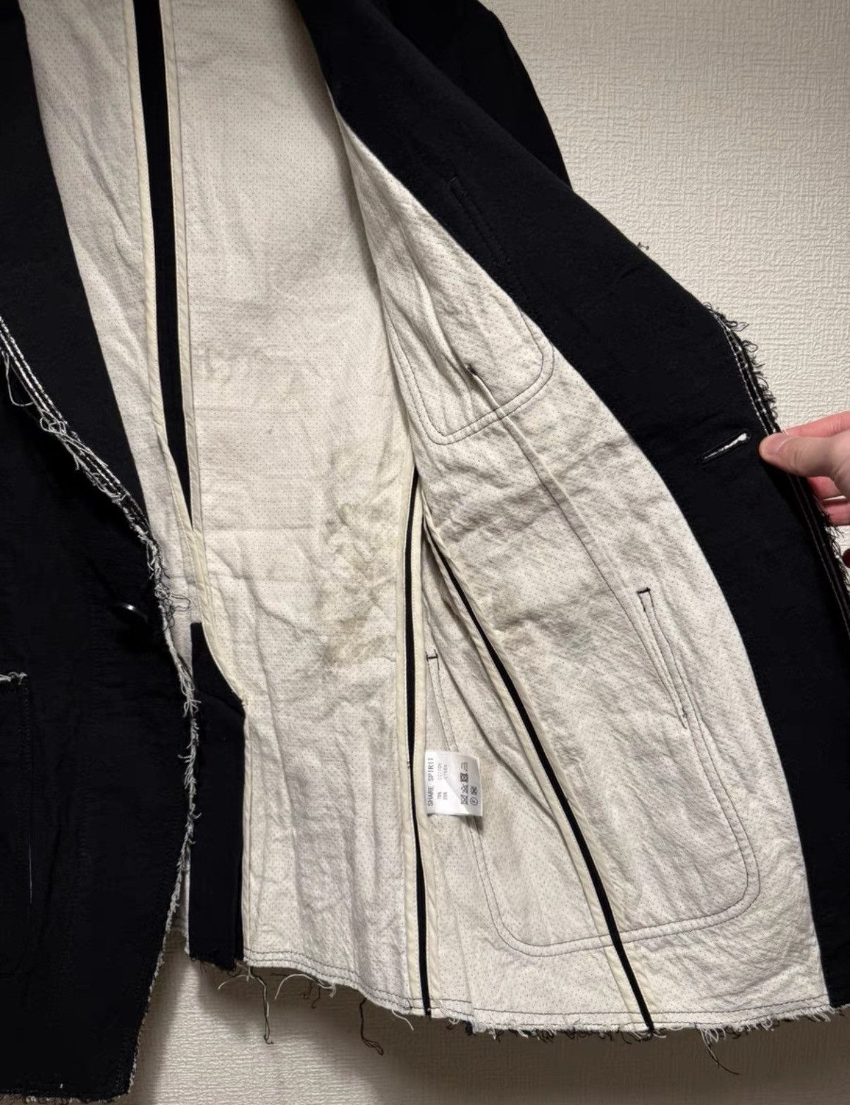 Share Spirit Homme Share Spirit HOMME Distressed Fringe Blazer Jacket K24 Size US S / EU 44-46 / 1 - 6 Thumbnail