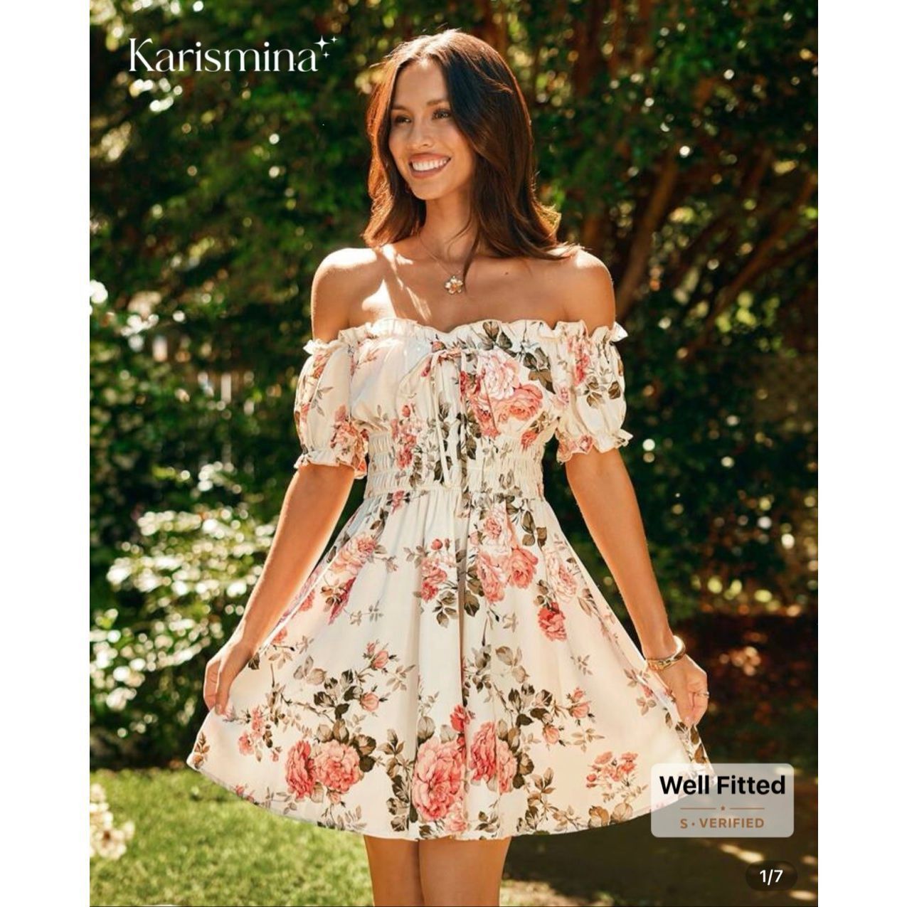 Shein KARISMINA Vacation Spring/Summer Floral Printed Woven Off-Sh Size L / US 10 / IT 46 - 1 Thumbnail