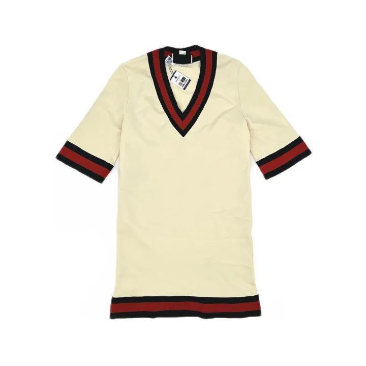 Gucci Gucci V-Neck Short Sleeve Dress in Cream-2507 Size M / US 6-8 / IT 42-44 - 8 Thumbnail
