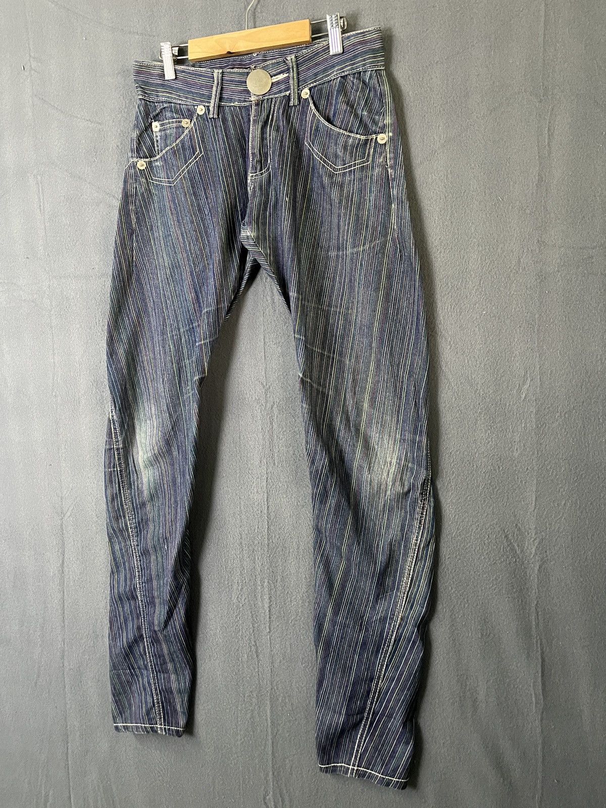 Japanese Brand × Vintage Chamblue Stripes Hickory Denim Jeans Size 29" - 5 Thumbnail