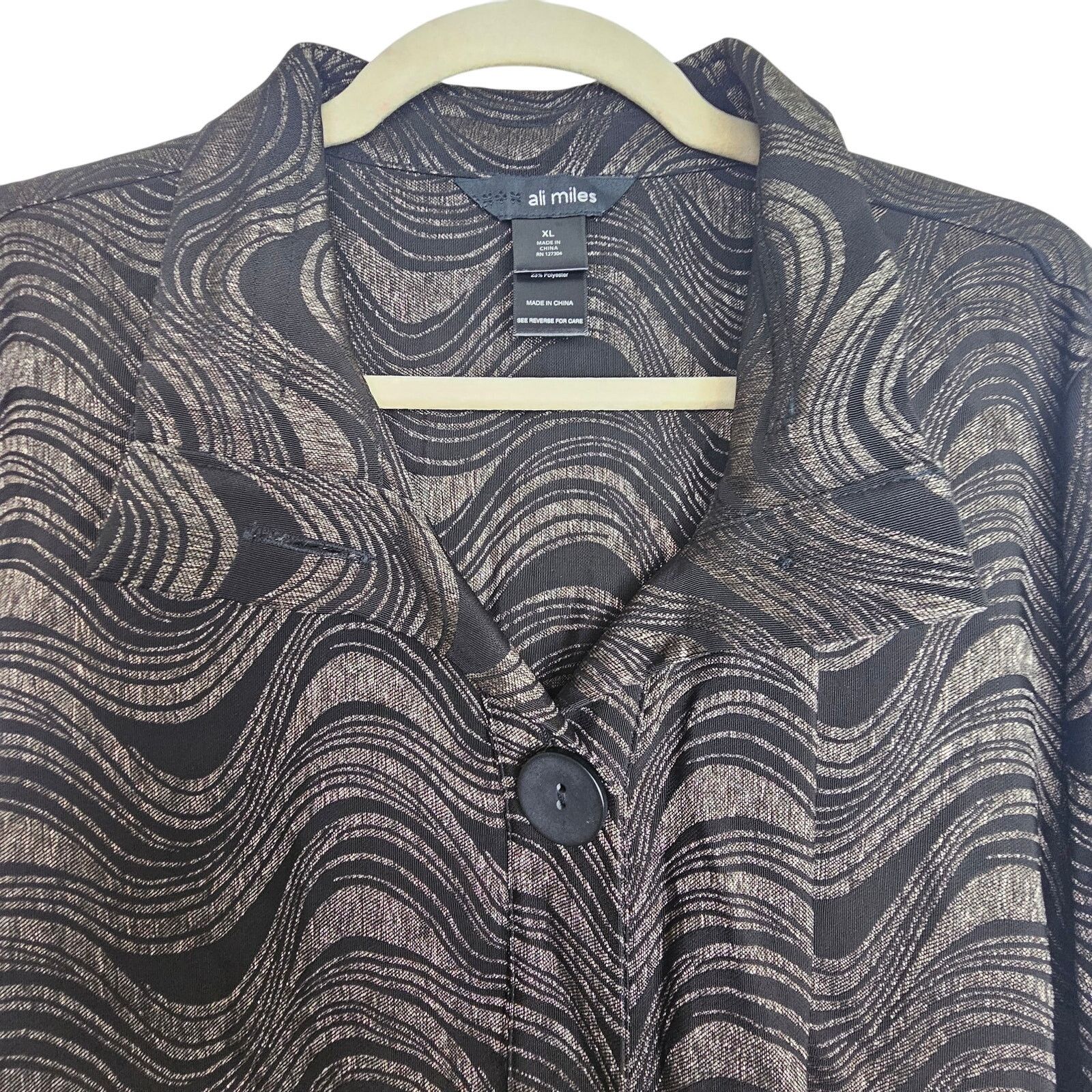 Miles New York Ali Miles Metallic Waves Jacket Top Sz XL Artsy Modern Chic Size XL / US 12-14 / IT 48-50 - 3 Thumbnail