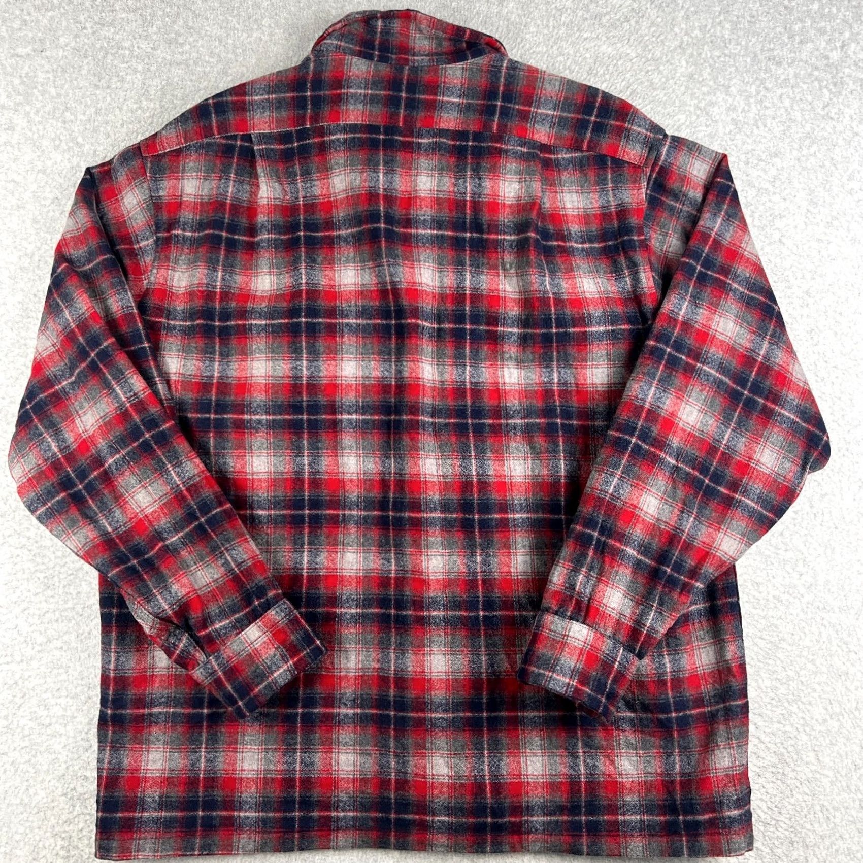 Pendleton VINTAGE Pendleton Board Shirt Wool Flannel Red Plaid USA Made XL Men Size US XL / EU 56 / 4 - 2 Thumbnail