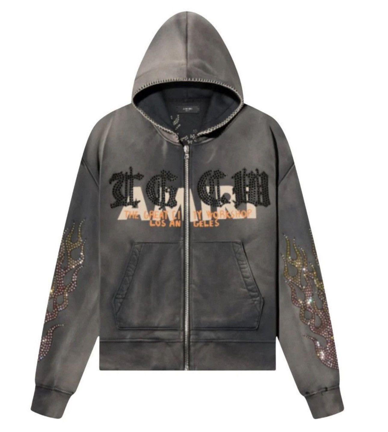Amiri Amiri x TGCW Swarovski Crystal Flame Zip up Hoodie Size US M / EU 48-50 / 2 - 1 Thumbnail