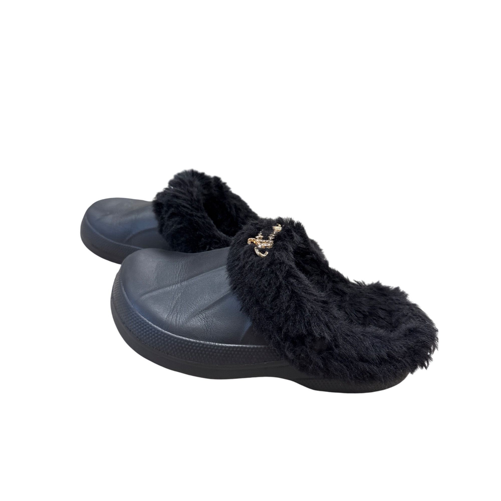 Juicy Couture Juicy Couture Womens Black Faux Fur Lined Slip-On Slippers S Size US 7 / IT 37 - 3 Thumbnail