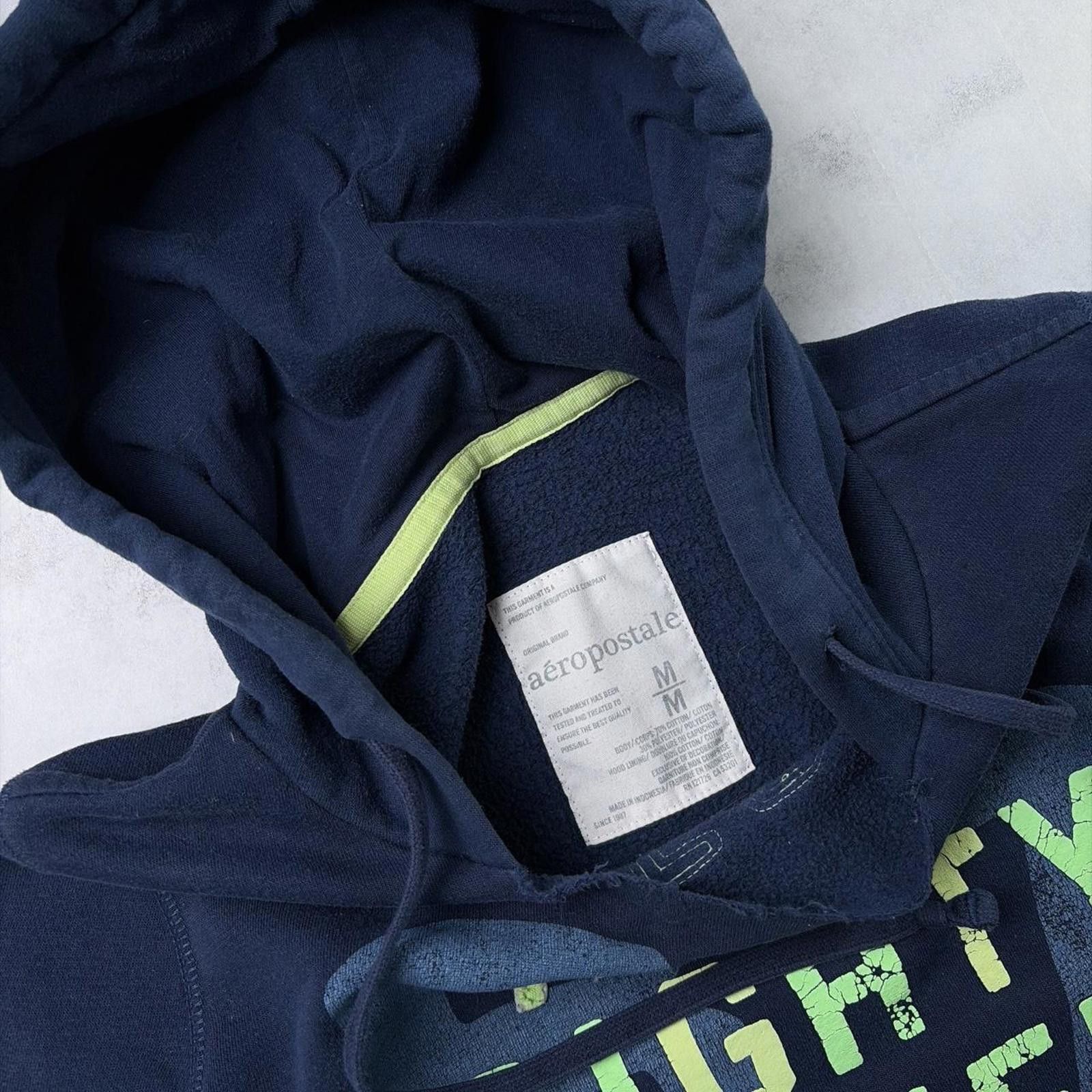 Aeropostale Y2K Navy Aeropostale Grunge Distressed Skater Hoodie Size M / US 6-8 / IT 42-44 - 7 Thumbnail