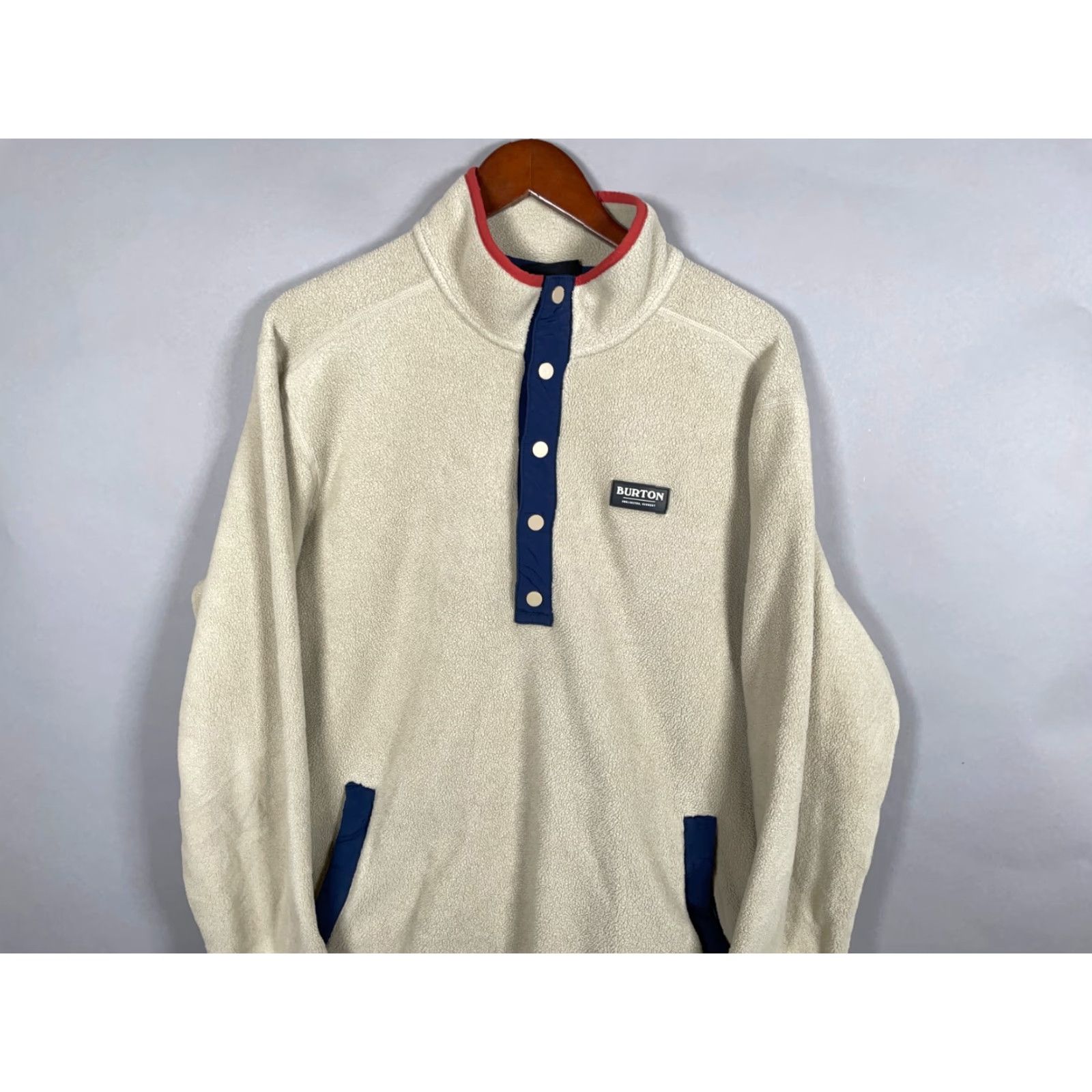 Burton Burton Polartec Snap T Fleece Pullover Adult Large Beige Dark Blue (with flaw) Size US L / EU 52-54 / 3 - 4 Thumbnail