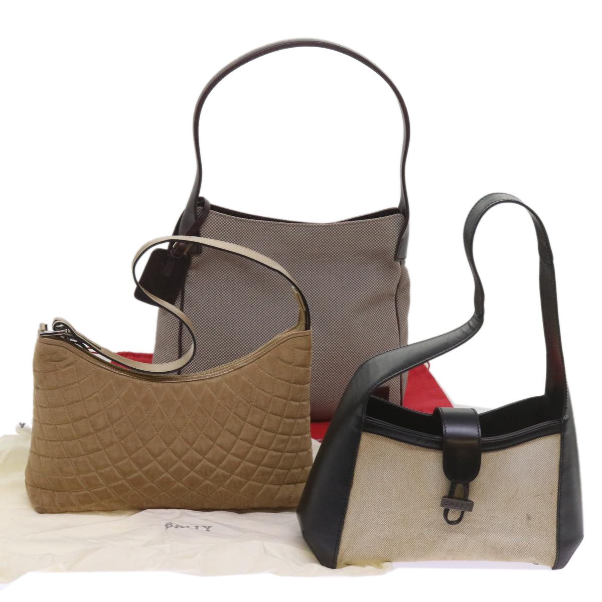 image of Bally Shoulder Bag Canvas 3Set Beige Brown Auth Bs12338 in Beige/Brown, Women's
