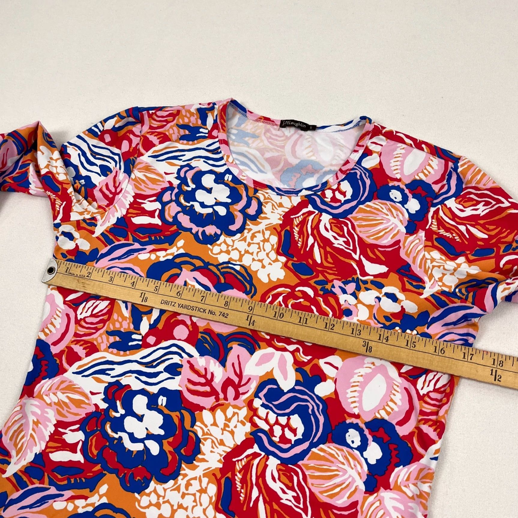 J.McLaughlin J. McLaughlin Blouse Womens S Floral Colorful Loud Bold Stretch 3/4 Sleeve Shirt Size S / US 4 / IT 40 - 5 Thumbnail