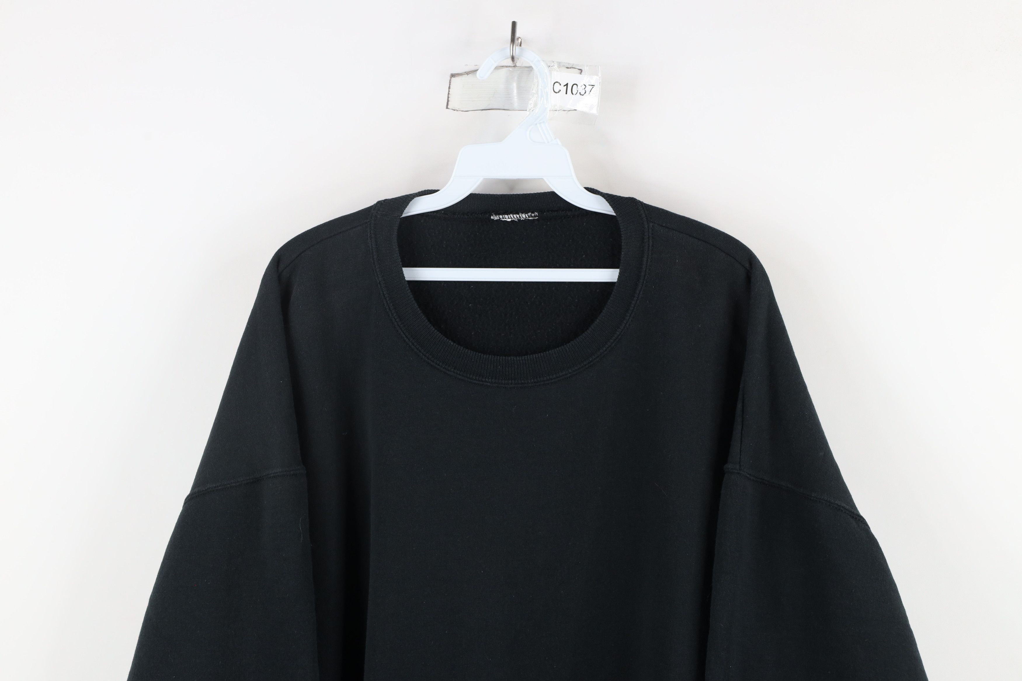 Vintage Vintage 90s Streetwear Faded Blank Crewneck Sweatshirt Black Size US XL / EU 56 / 4 - 2 Thumbnail