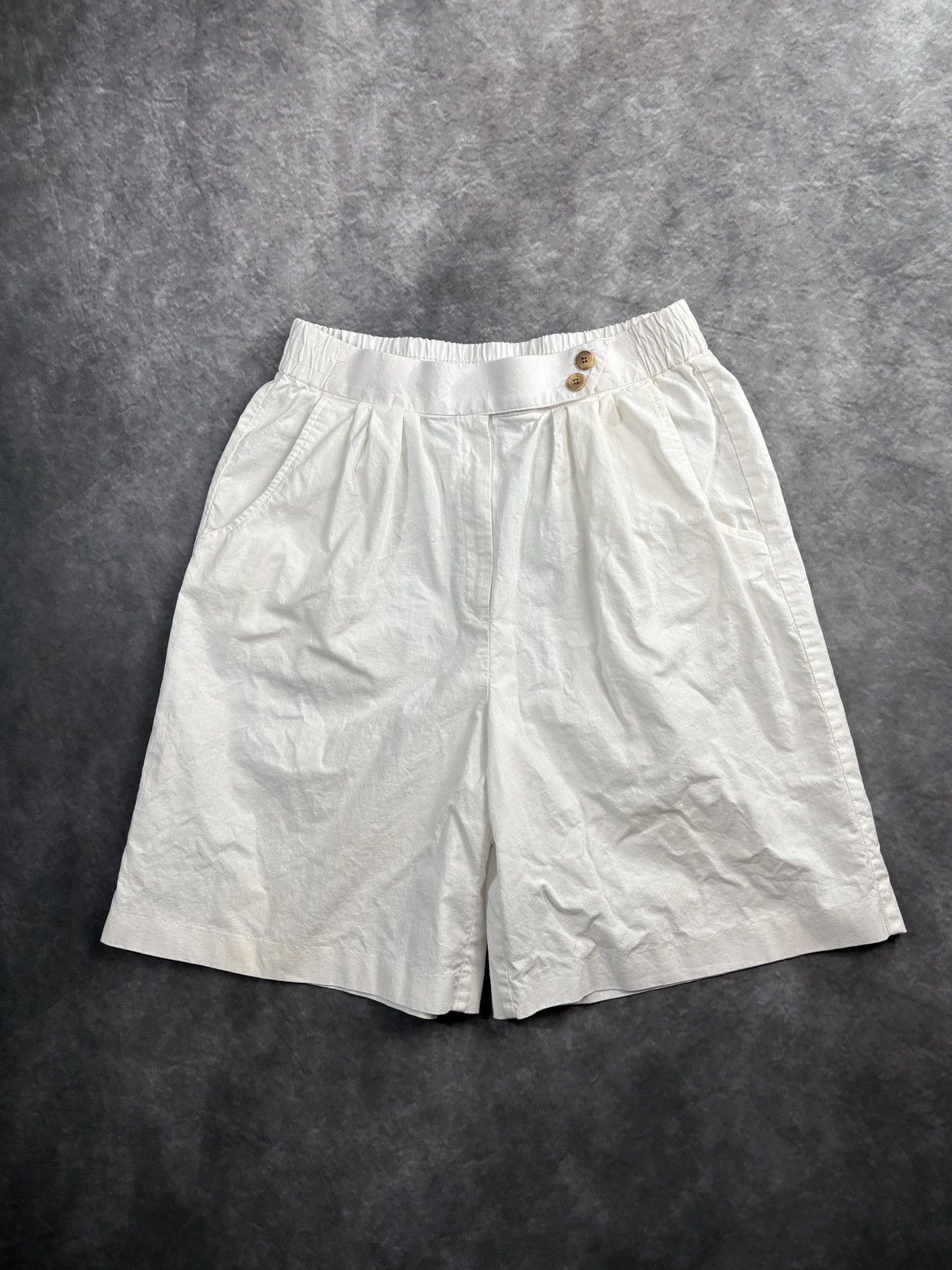 Vintage Vintage Pleated Shorts 80s 90s Cotton Loose Baggy White Stag Size US 28 / EU 44 - 10 Thumbnail