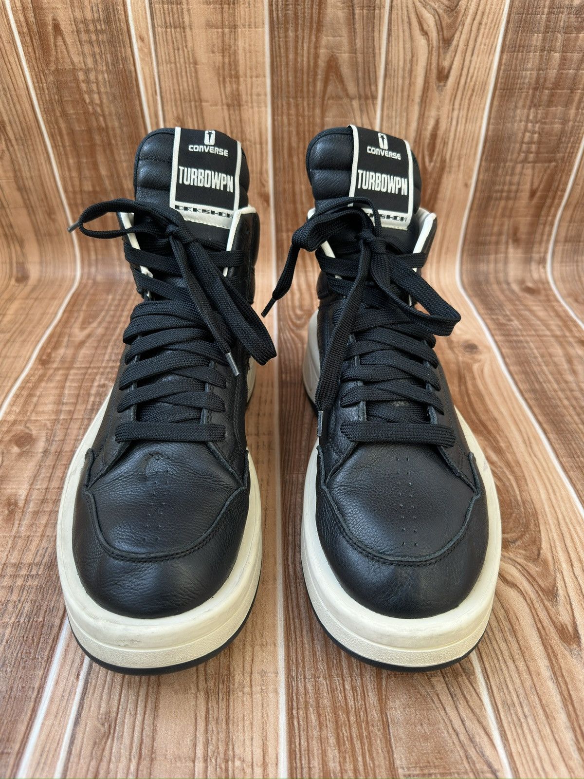 Converse × Rick Owens Drkshdw Rick Owens DRKSHDW TURBOWPN Mid Black Cloud Cream Size US 12 / EU 45 - 2 Thumbnail