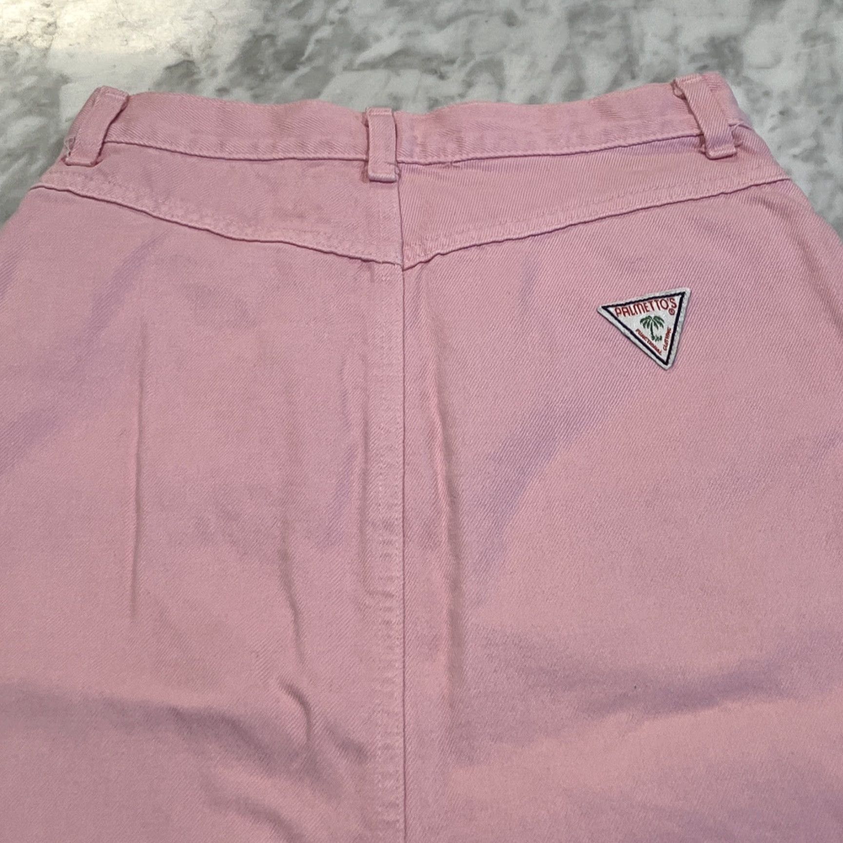 Denime Vintage Midi Skirt Pink Denim Zipper Button Front Pockets Bare Back Western Size 42" / US 20 - 5 Thumbnail