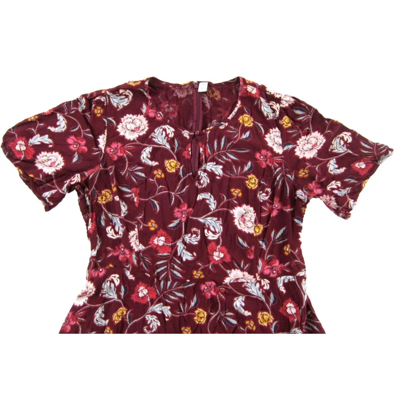 Old Navy Old Navy 100% Rayon Red Floral Short Sleeve Sheath Midi Dress XXL Tall Size 40" / US 18 - 4 Thumbnail