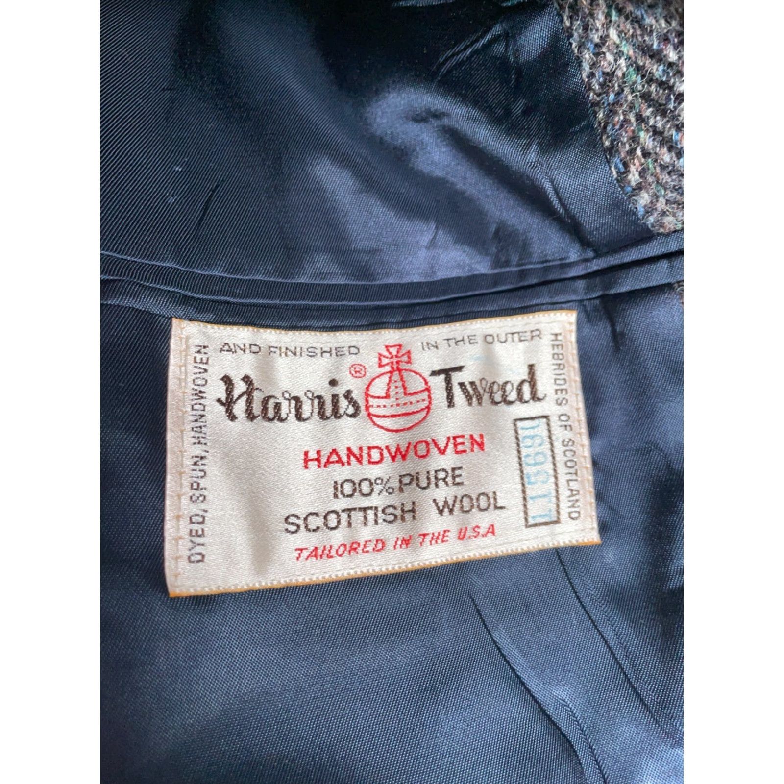 Harris Tweed VINTAGE Harris Tweed Blazer Men’s 40 Regular Gray Herringbone Wool Classic Preppy Size 40R - 4 Thumbnail