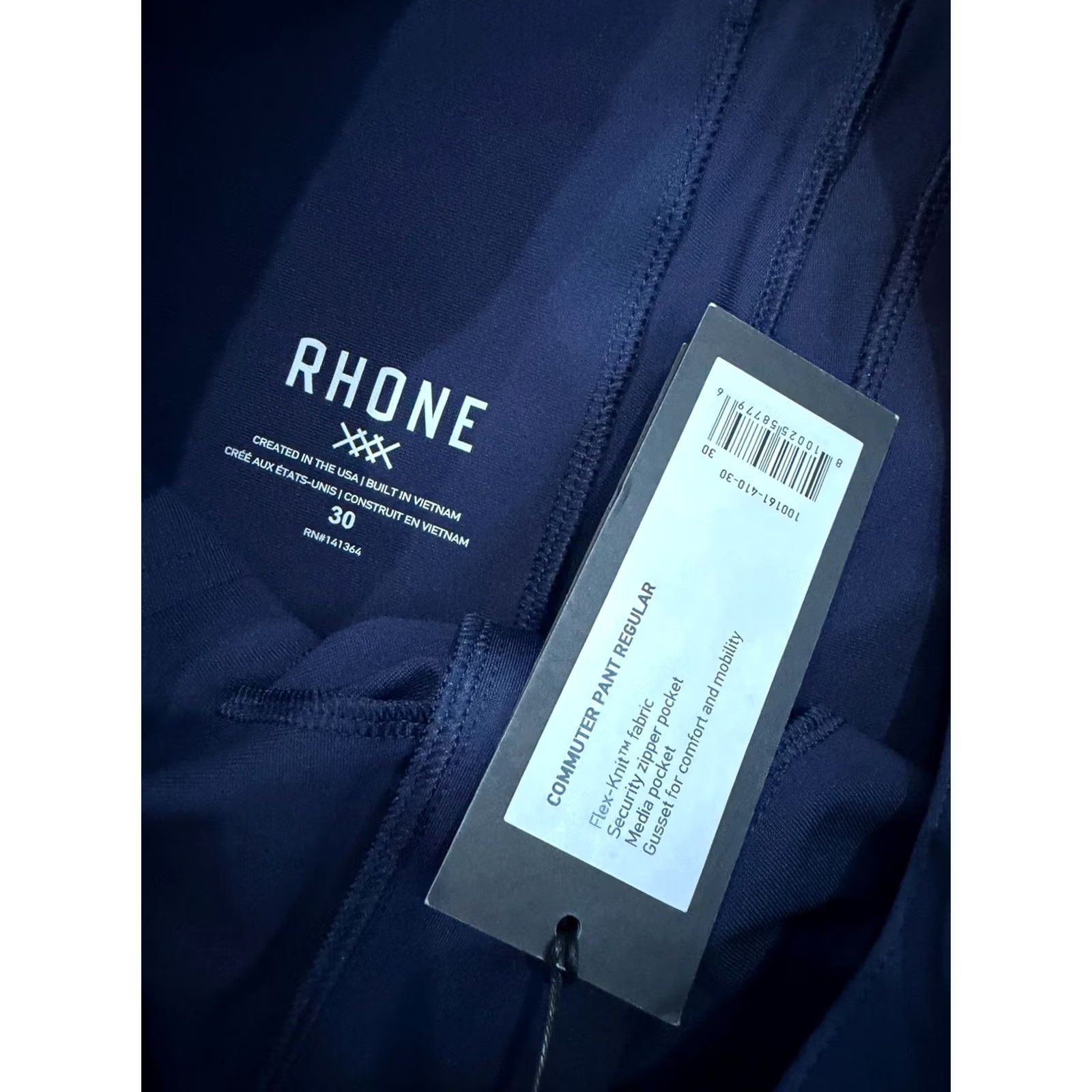 Rhone Rhone Mens 30x34 Blue Commuter Regular Pant Fit Flex Knit Trouser Size US 30 / EU 46 - 3 Thumbnail