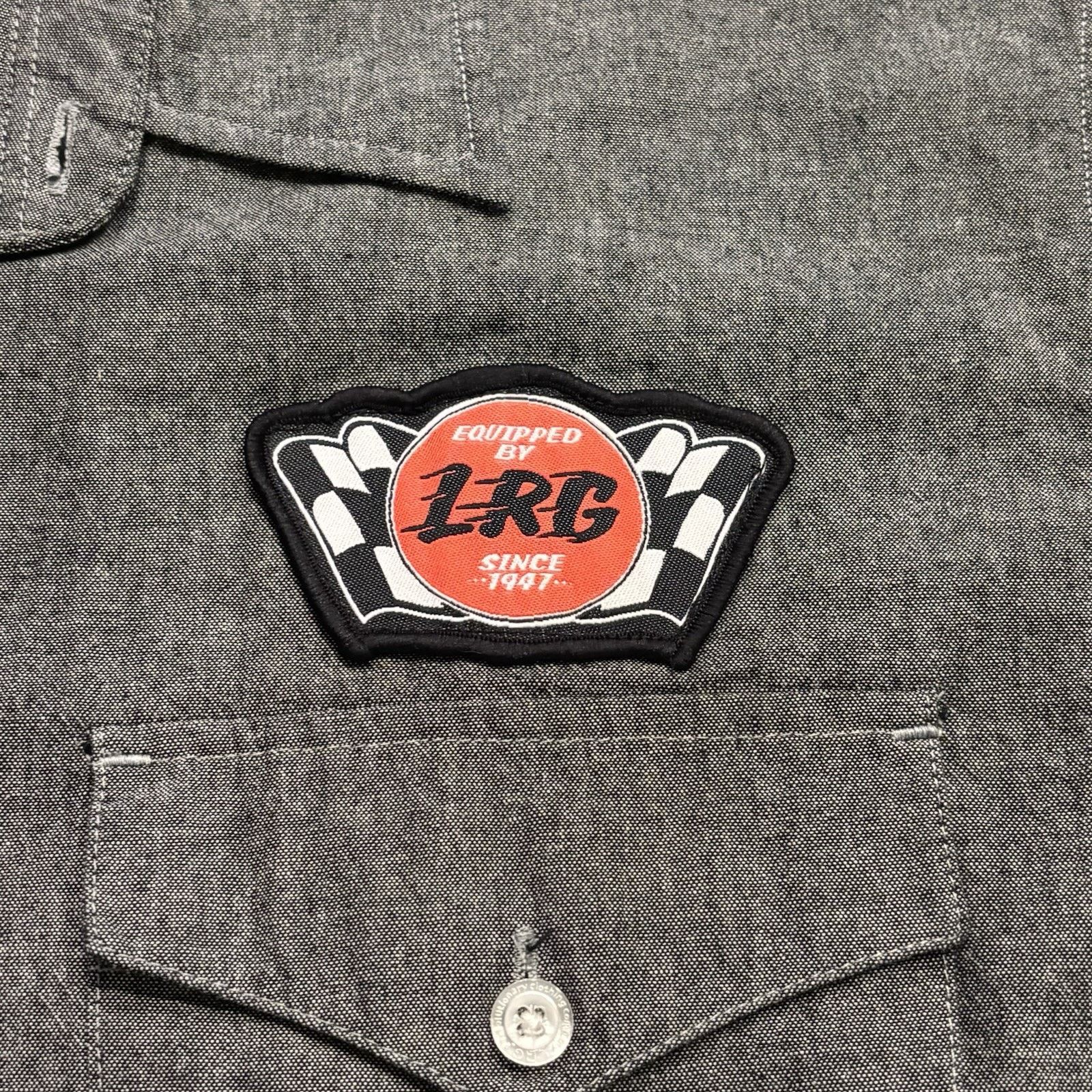 LRG Deadstock Y2K LRG Short Sleeve Gray Button Down Patches XL Size US XL / EU 56 / 4 - 5 Thumbnail