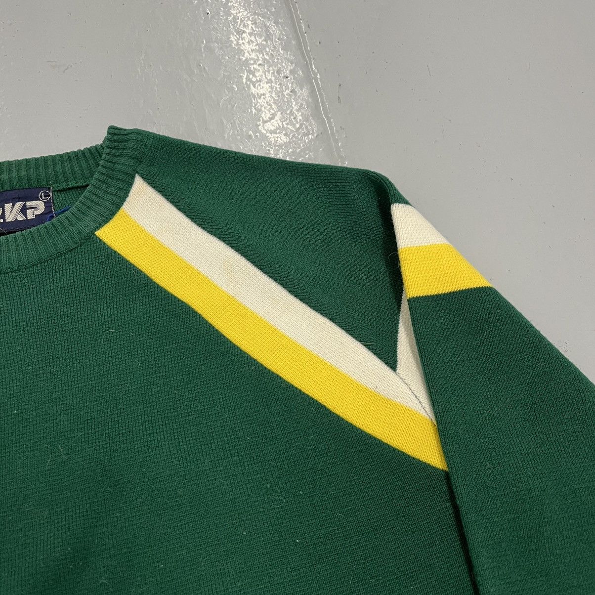 Other Vintage 80s KP Green Abstract Pattern Acrylic Sweater Size US L / EU 52-54 / 3 - 2 Thumbnail