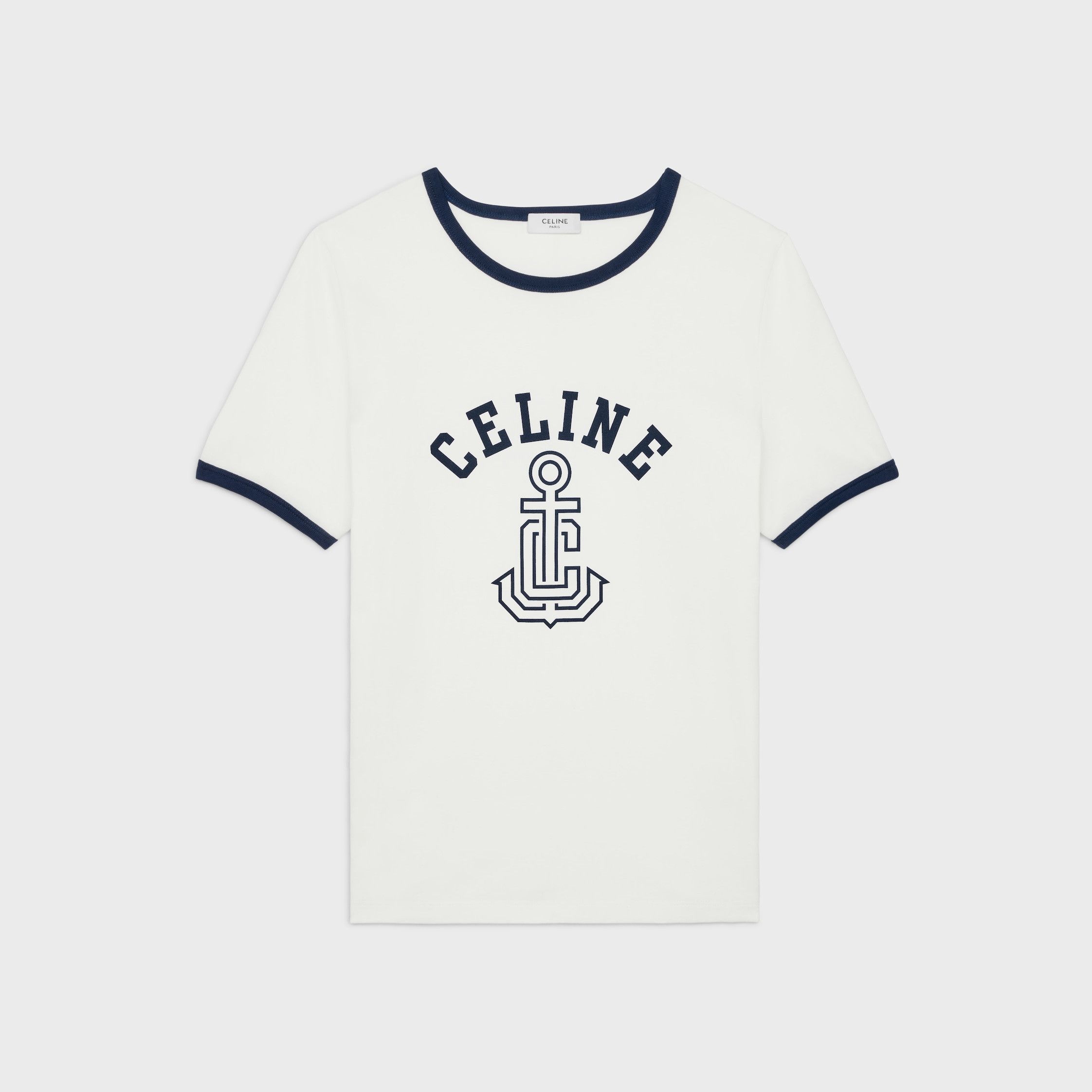 Celine CELINE ANCHOR 70'S T-SHIRT IN COTTON JERSEY off white/navy Size M / US 6-8 / IT 42-44 - 1 Thumbnail