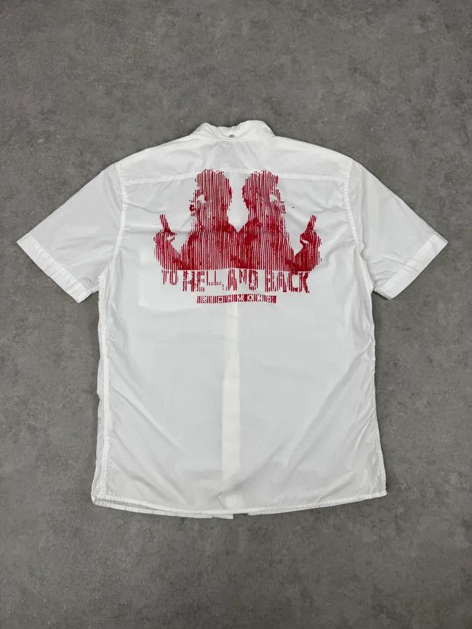John Richmond Richmond White « To Hell And Back » Red Print Shirt Size US M / EU 48-50 / 2 - 1 Thumbnail