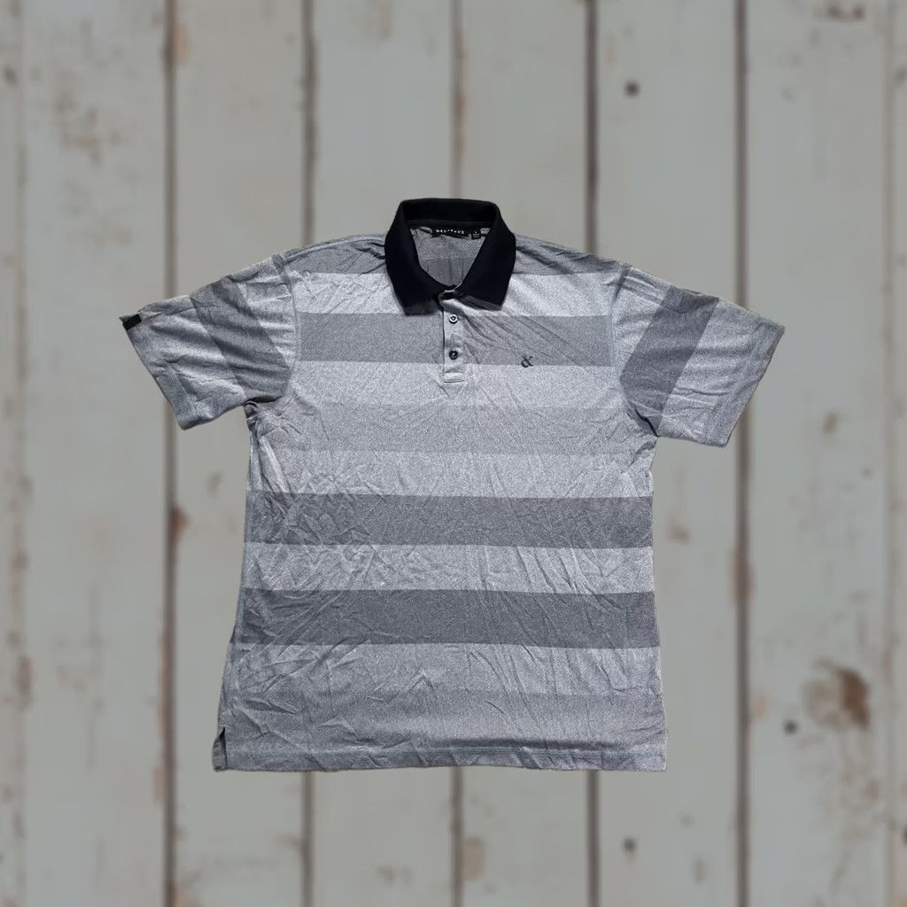 Vintage Devereux Polo Shirt Mens Large Gray Stripe Short Sleeve Golf Performance Shirt Size US L / EU 52-54 / 3 - 1 Thumbnail