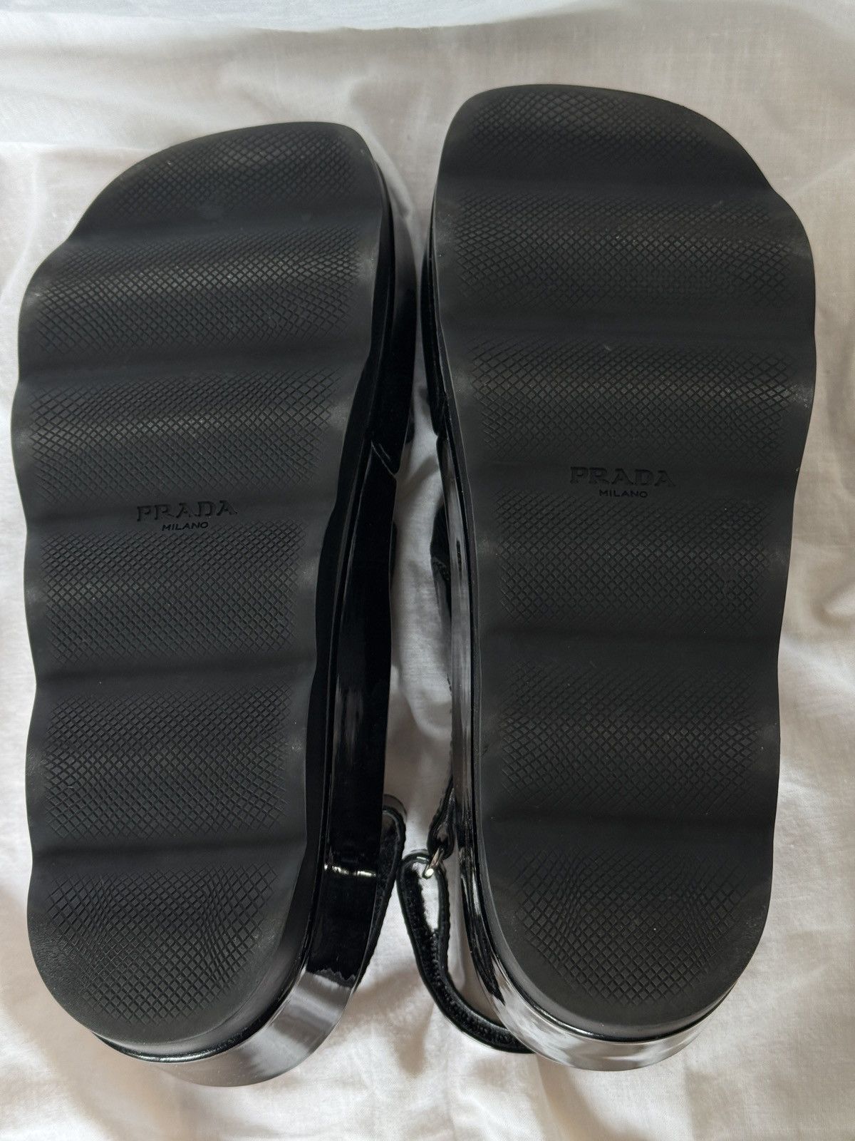 Prada × Vintage Prada Patent Leather Black Chunky Platform Sandals Size US 6.5 / IT 36.5 - 9 Thumbnail
