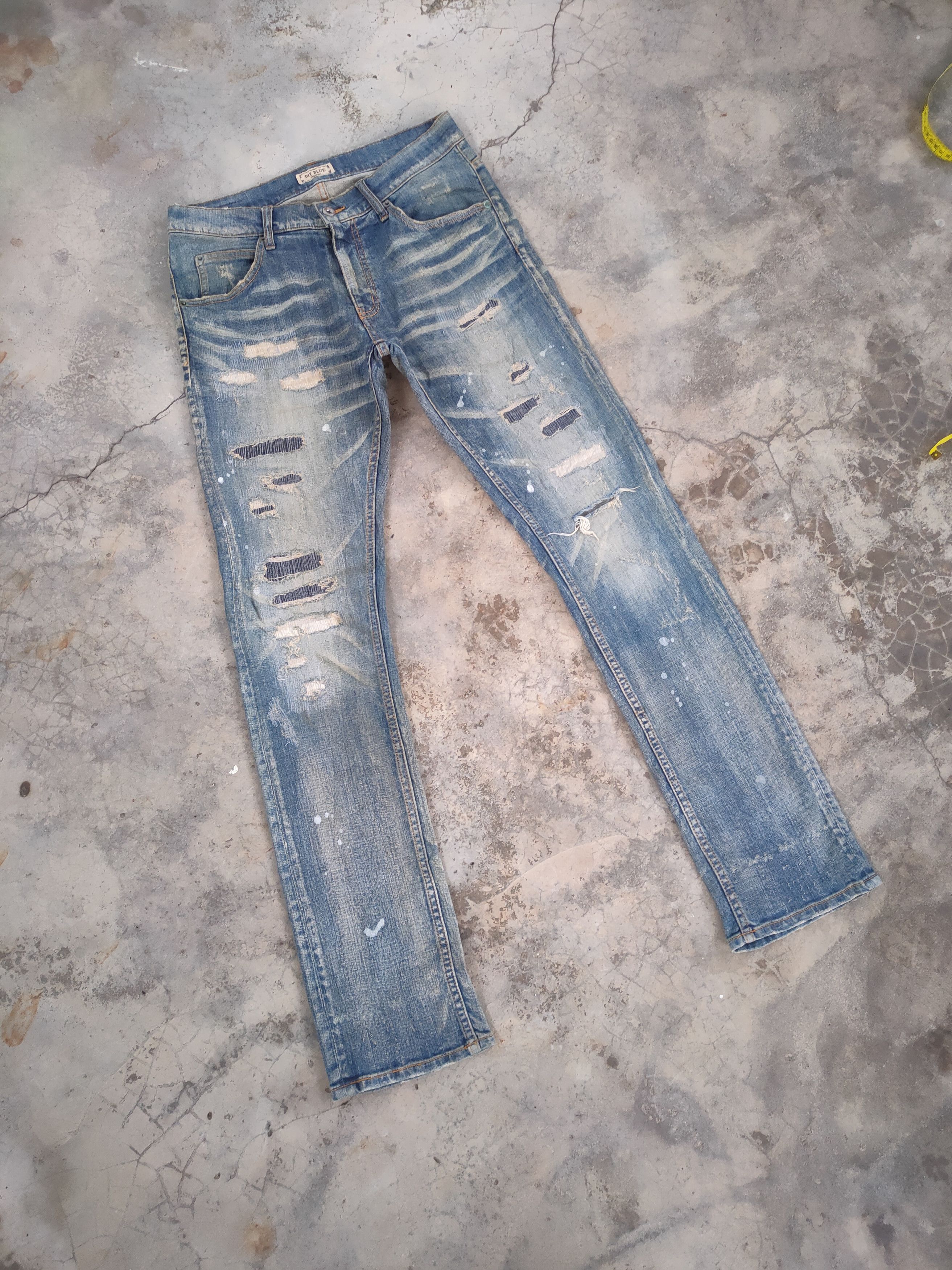 Japanese Brand W30 VINTAGE BIT BLUE SKINNY RIPPED JEANS DENIM PANTS Size US 30 / EU 46 - 2 Thumbnail