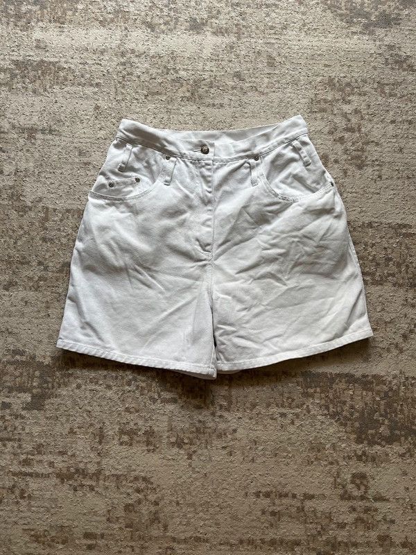 Reserved Reserve Sz L Women's Vintage 1990s White Denim Shorts Rare Size 35" - 1 Thumbnail