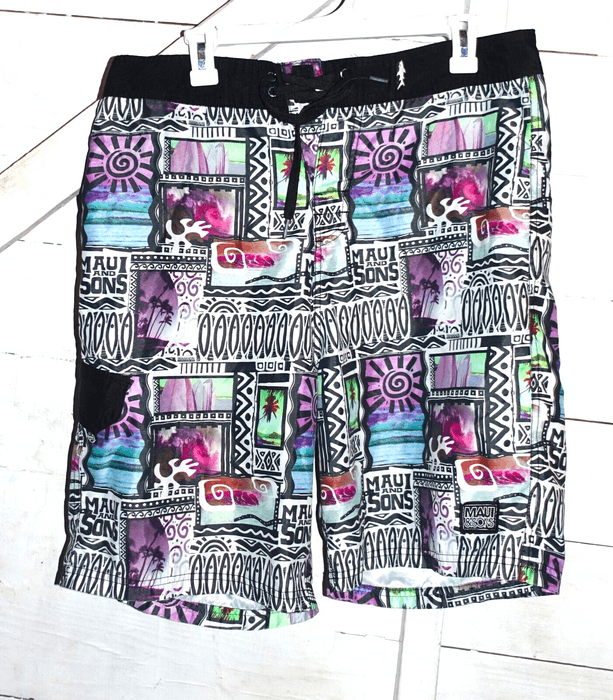 Maui And Sons Maui And Sons Black Purple Board Shorts 34 | Grailed