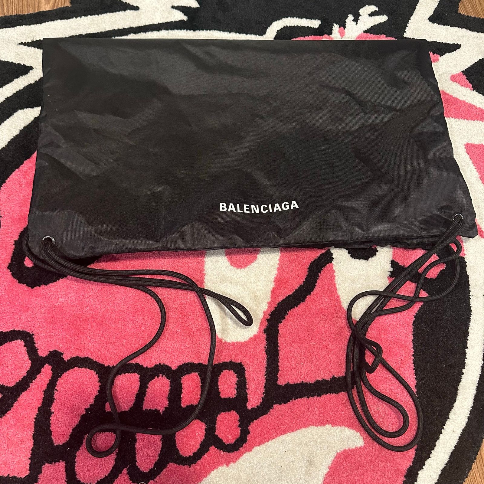 Balenciaga Balenciaga Black Nylon Drawstring Backpack Bag – 23" x 19.5" Size ONE SIZE - 2 Thumbnail