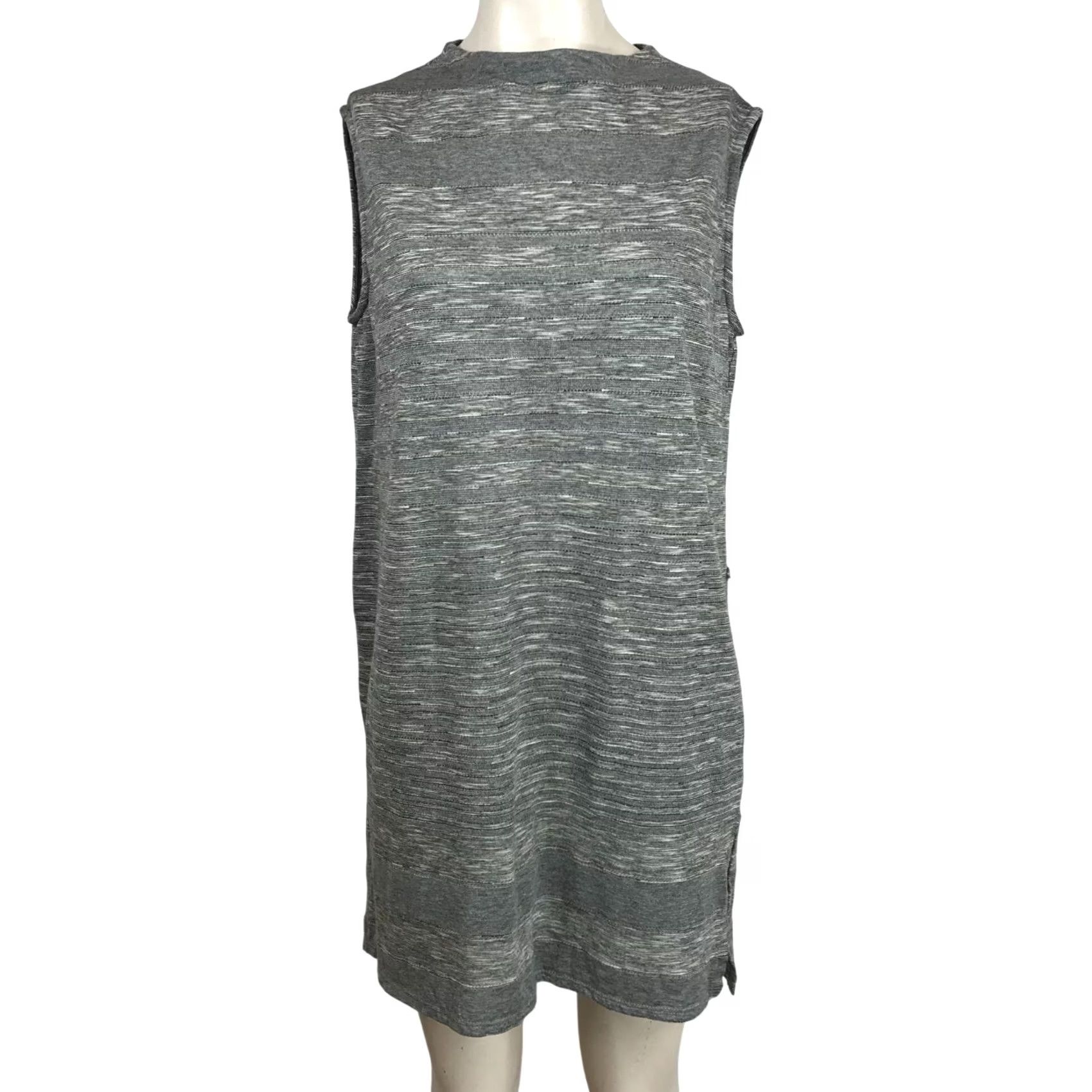 Vintage W0MEN'S LARGE GRAY SLEEVELESS TUNIC TOP COTTON BLEND ROUND NECK Size US L / EU 52-54 / 3 - 2 Thumbnail