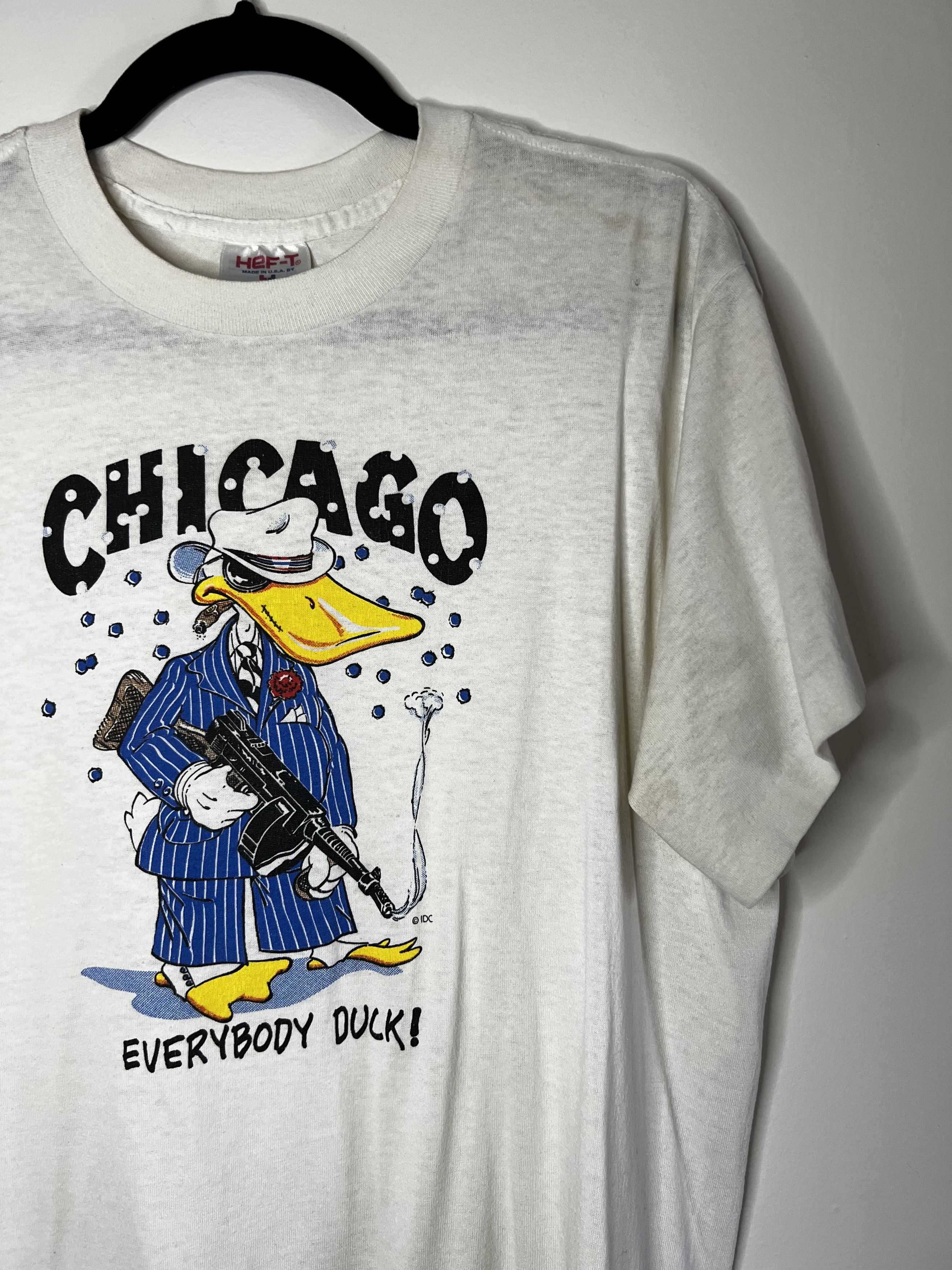 Vintage Vintage 1980's Chicago "Everybody Duck!" Mobster T-Shirt Size US L / EU 52-54 / 3 - 2 Thumbnail