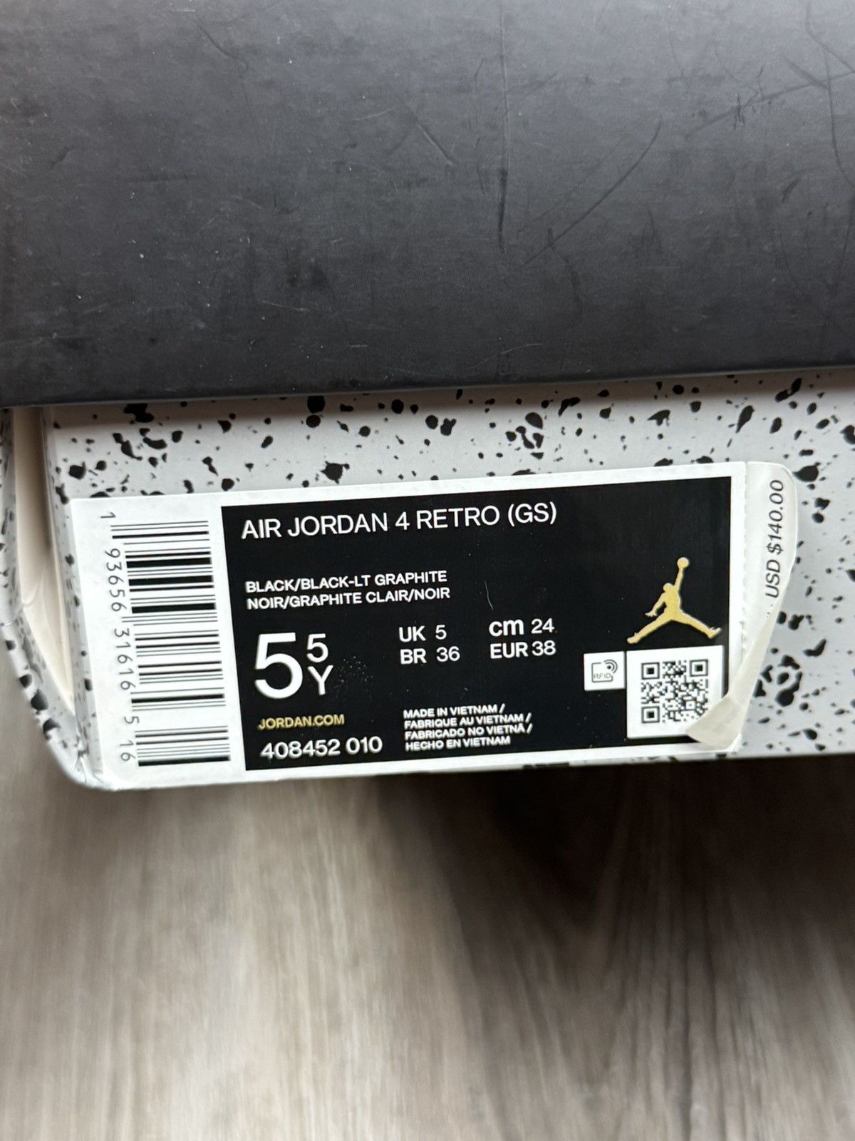 Jordan Brand Jordan 4 Retro Black Cat (2020) (GS) Size 5.5Y/7W Size US 5.5 / EU 38 - 8 Thumbnail