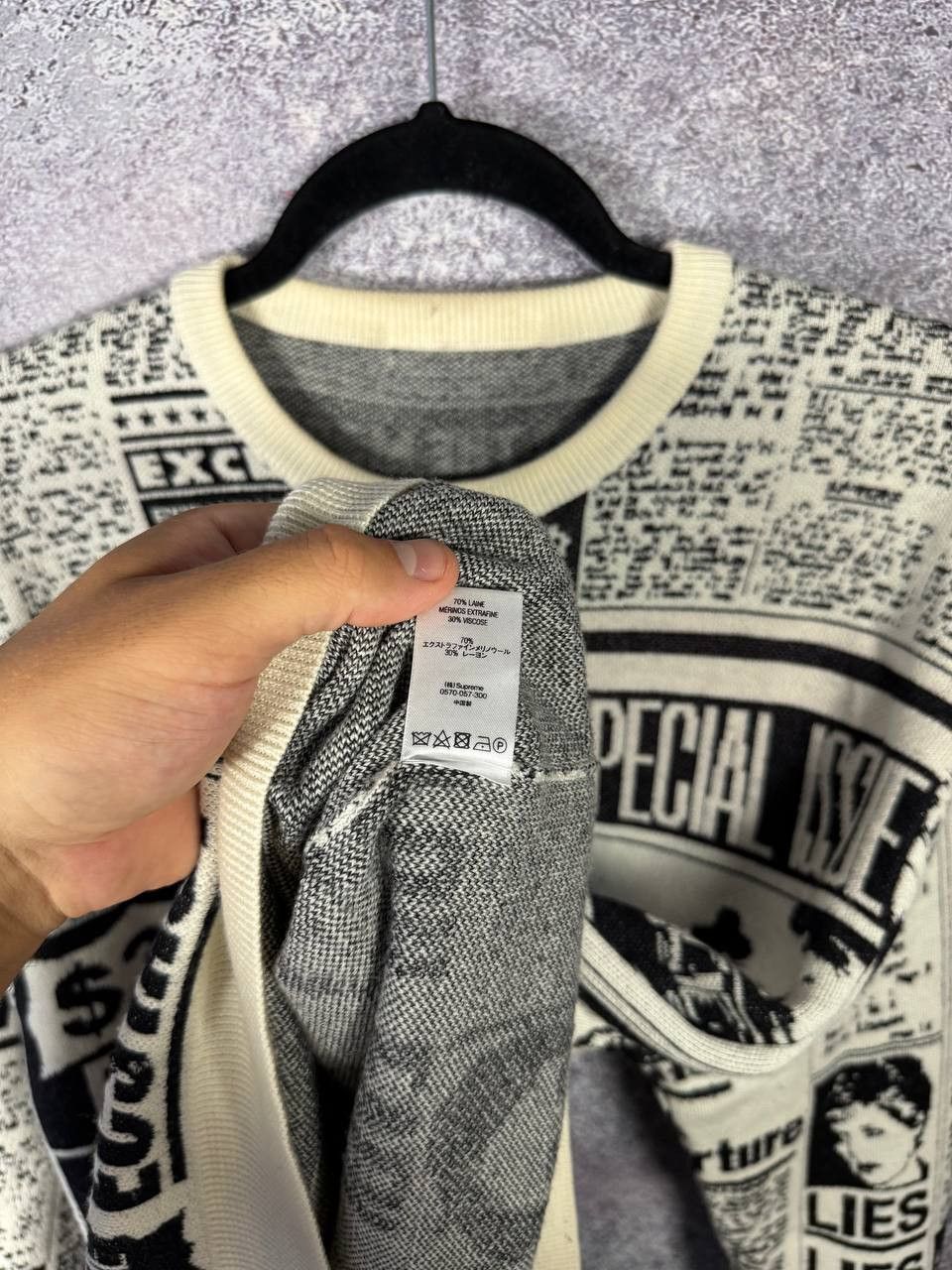 Supreme Supreme Newspaper Crewneck Merino Wool Sweater Large Size US L / EU 52-54 / 3 - 14 Thumbnail