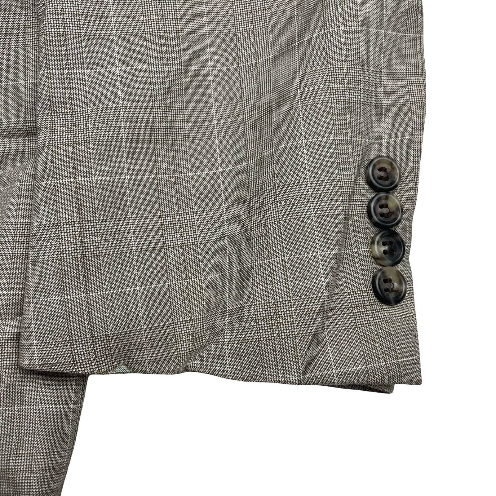 Hickey Freeman Hickey Freeman Men’s 100% Wool 2-Button Suit Beige/Brown Pla Size 40R - 4 Thumbnail