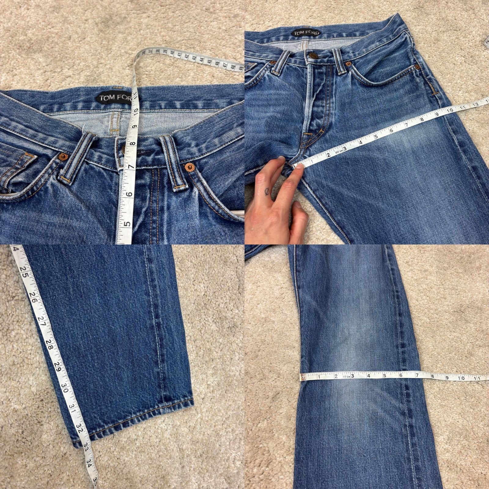 Tom Ford Tom Ford Jeans Straight Selvedge Mens 28x33 Quiet Luxury TFD002 Blue Regular 28 33 Mens Jeans Size US 28 / EU 44 - 8 Thumbnail