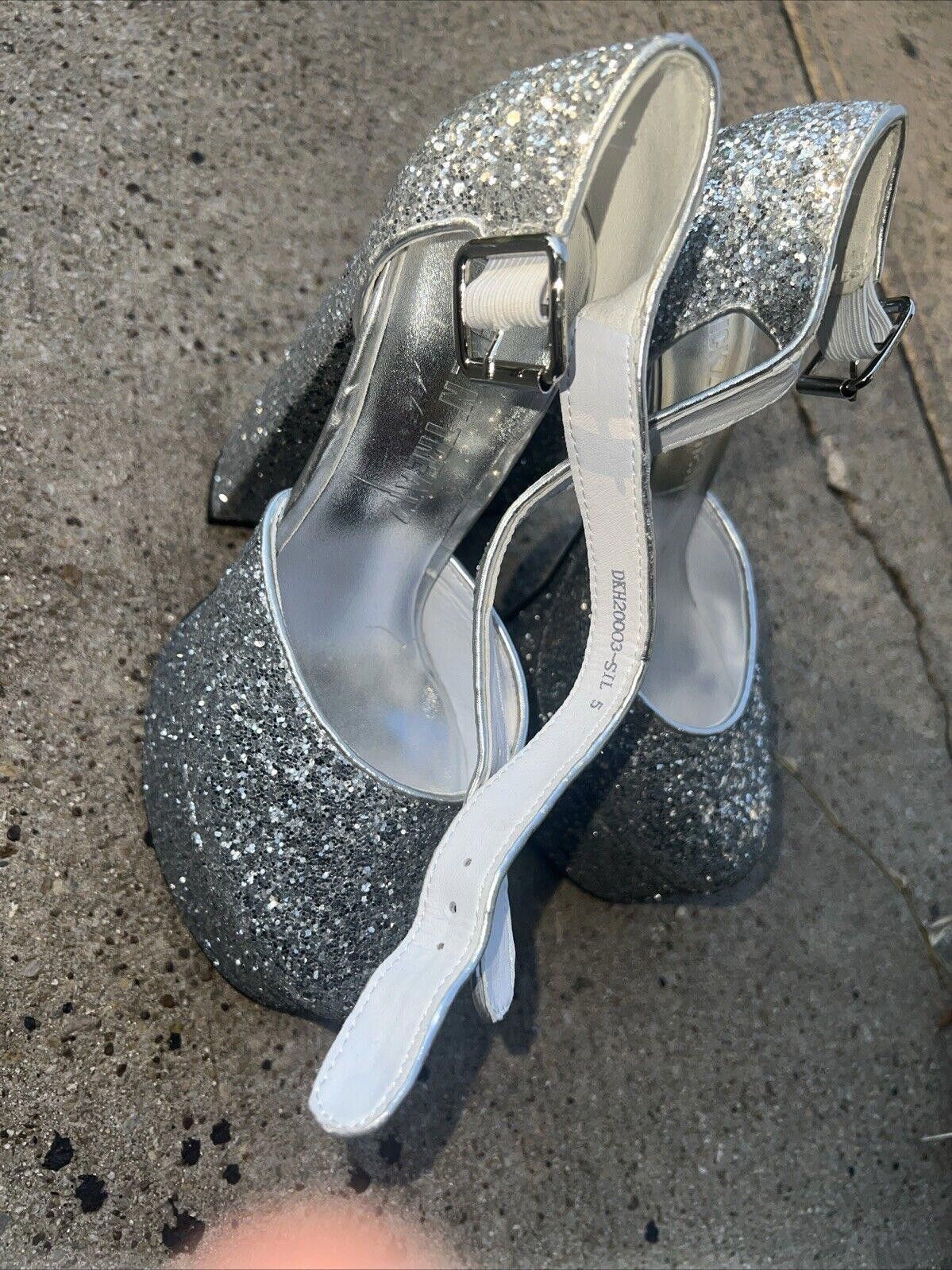 Designer Size 5 silver glitter platform Chunky heels Dolls Kill Shoes Size US 5 / IT 35 - 5 Thumbnail