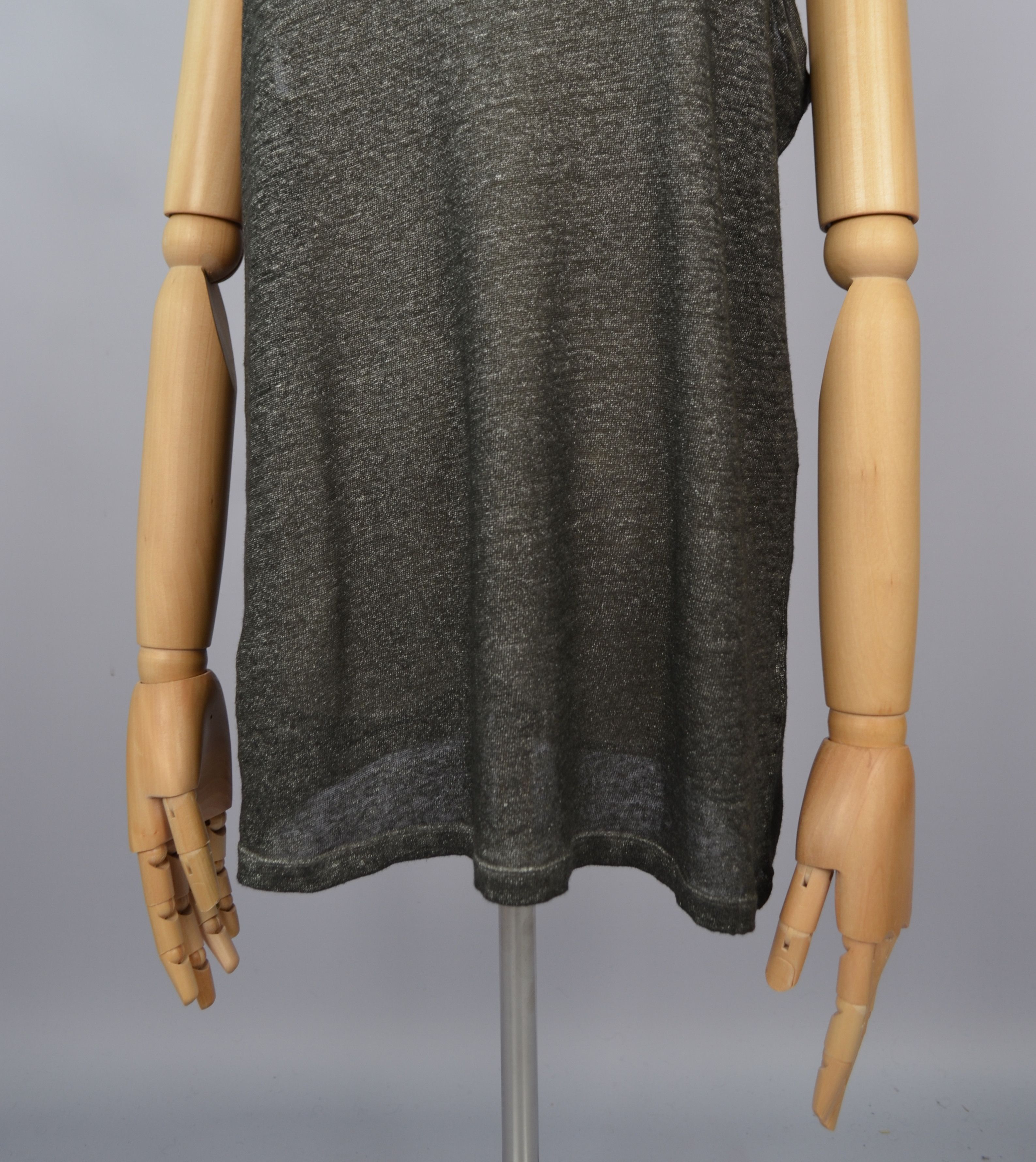 Designer Not Shy 100% Linen Grey Tank Top T Shirt Sleeveless NWT Size M / US 6-8 / IT 42-44 - 4 Thumbnail