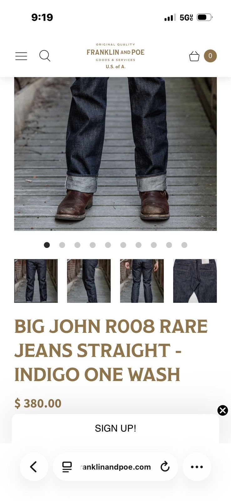 Big John R008 (000W) RARE JEANS / Straight 15.5oz Size US 33 - 14 Thumbnail