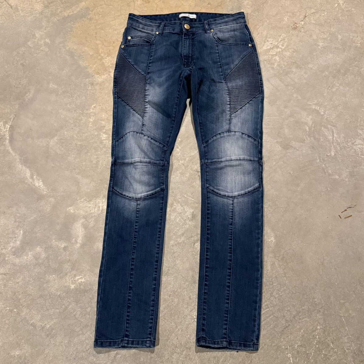 Pierre Balmain Pierre Balmain Paneled Moto Biker Slim Faded Denim Size US 30 / EU 46 - 2 Thumbnail