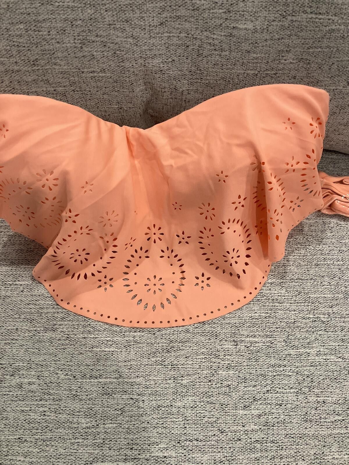 Unknown London Peach Strapless Bandeau Bikini Top with Laser Cut Design Size ONE SIZE - 2 Thumbnail