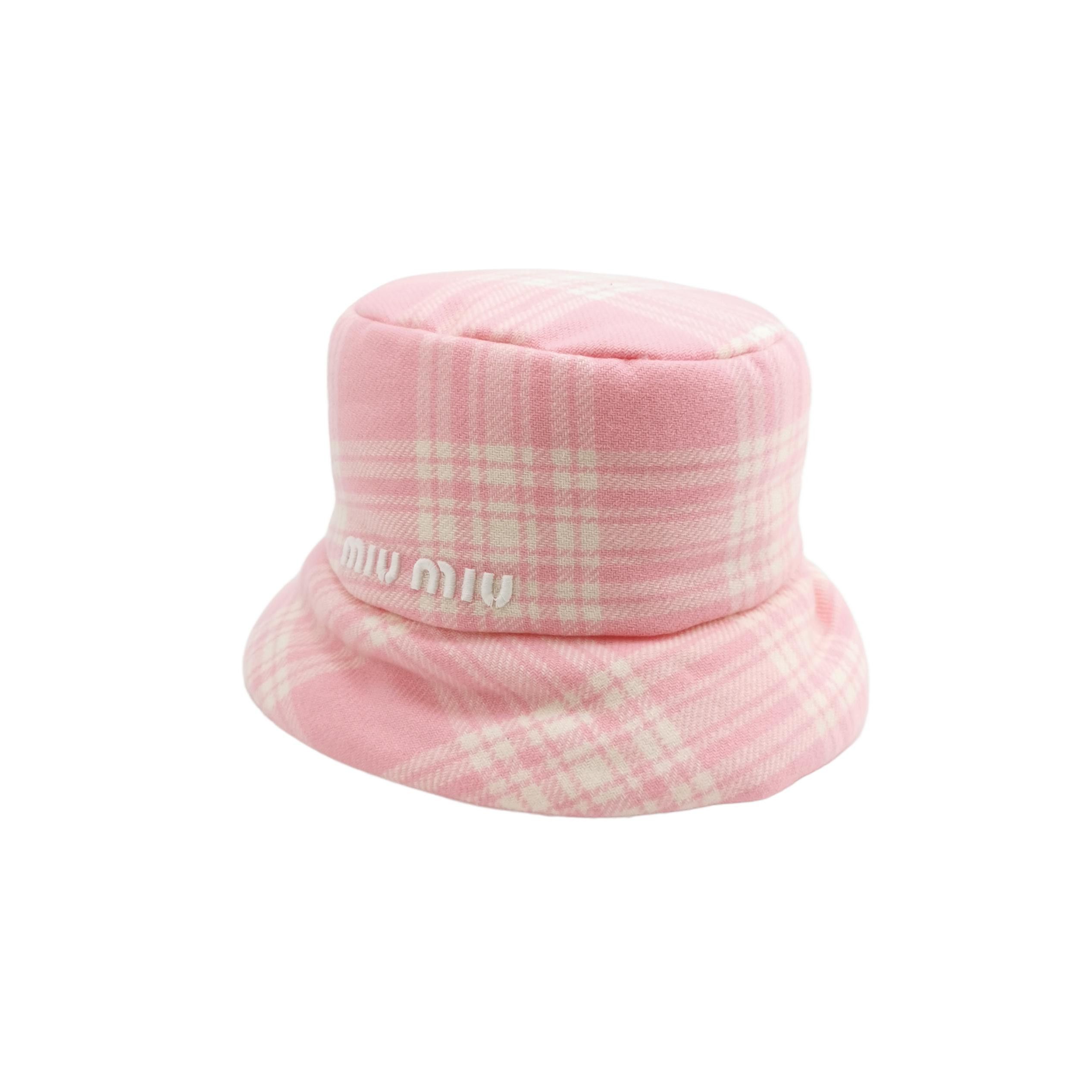 Miu Miu Miu Miu Pink Plaid Logo Bucket Hat Size ONE SIZE Size ONE SIZE - 1 Thumbnail