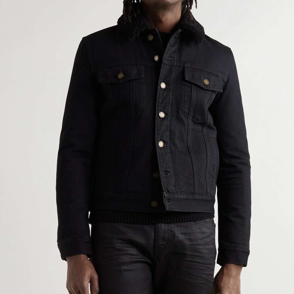 Saint Laurent Paris Saint Laurent Shearling Denim Jacket in Small Size US S / EU 44-46 / 1 - 2 Thumbnail