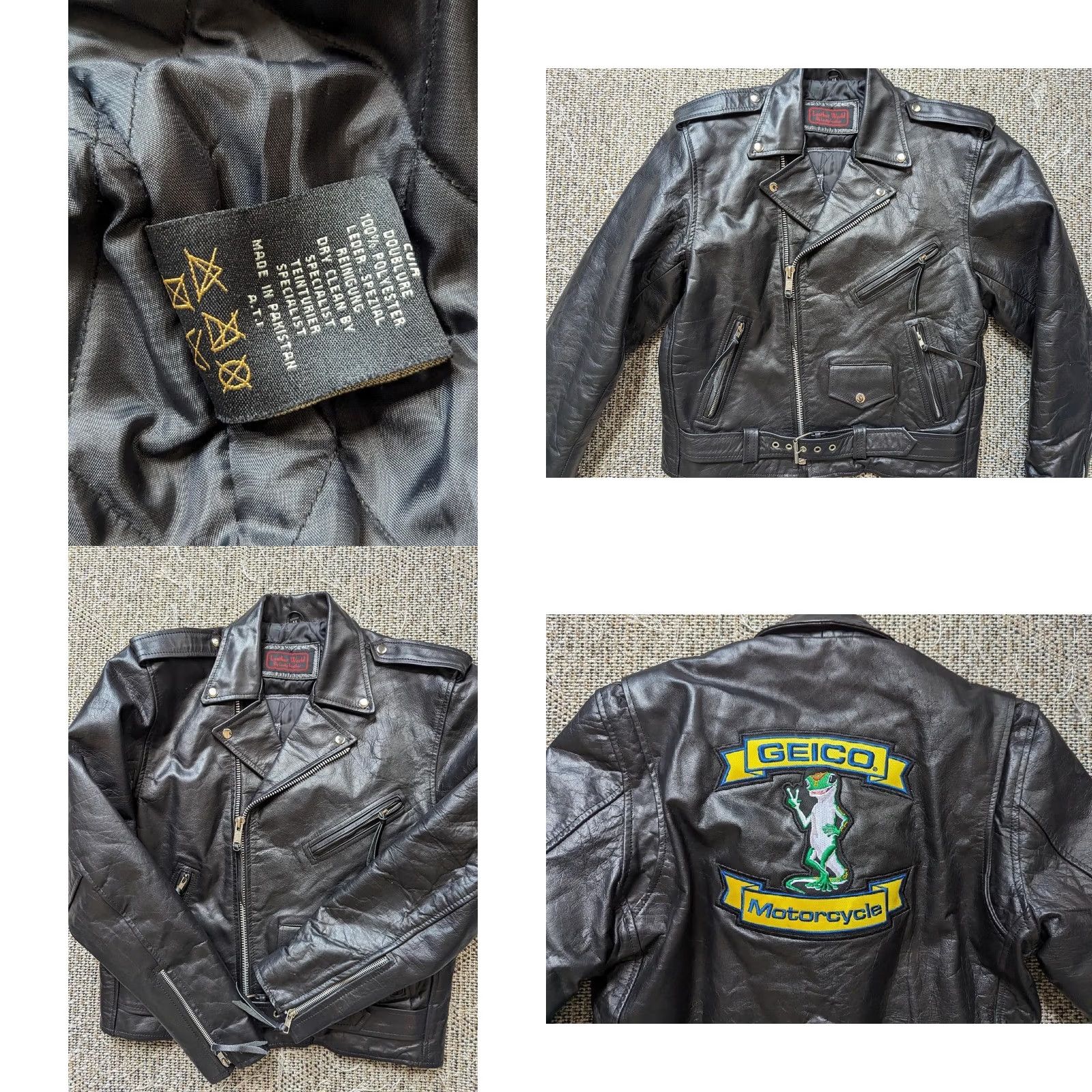 Vintage VINTAGE Geico black leather motorcycle jacket Lucky Leather L Mens 42-44 1990s Y2K style Size US L / EU 52-54 / 3 - 8 Thumbnail