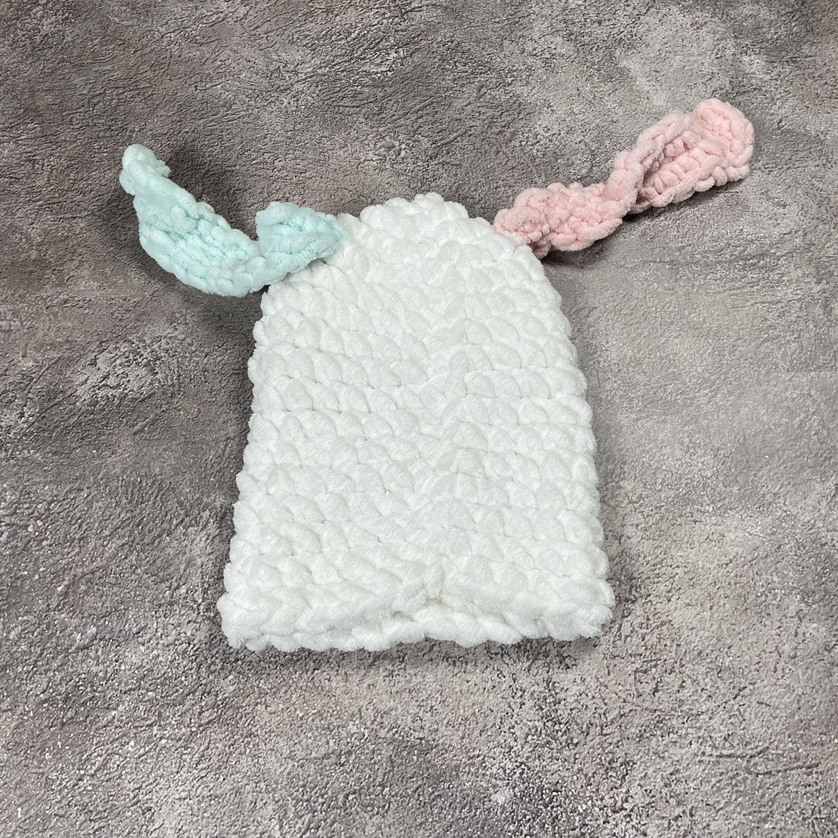 Vintage Vintage 90s Y2K Mohair Beanie Pink White Mint Knit Grunge OS Size ONE SIZE - 7 Thumbnail