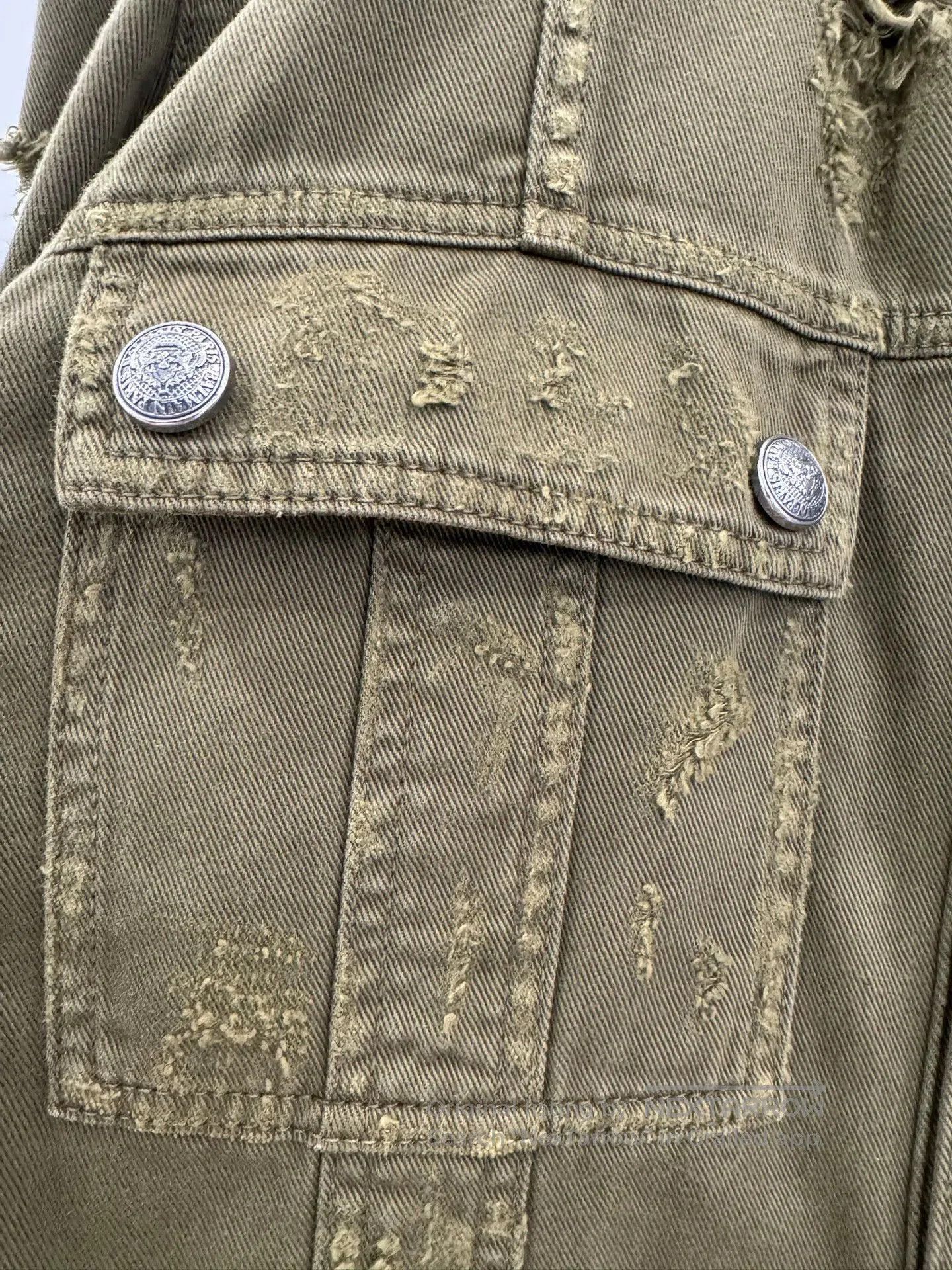 Balmain Balmain Distressed Military Green Jacket. Size US XS / EU 42 / 0 - 4 Thumbnail
