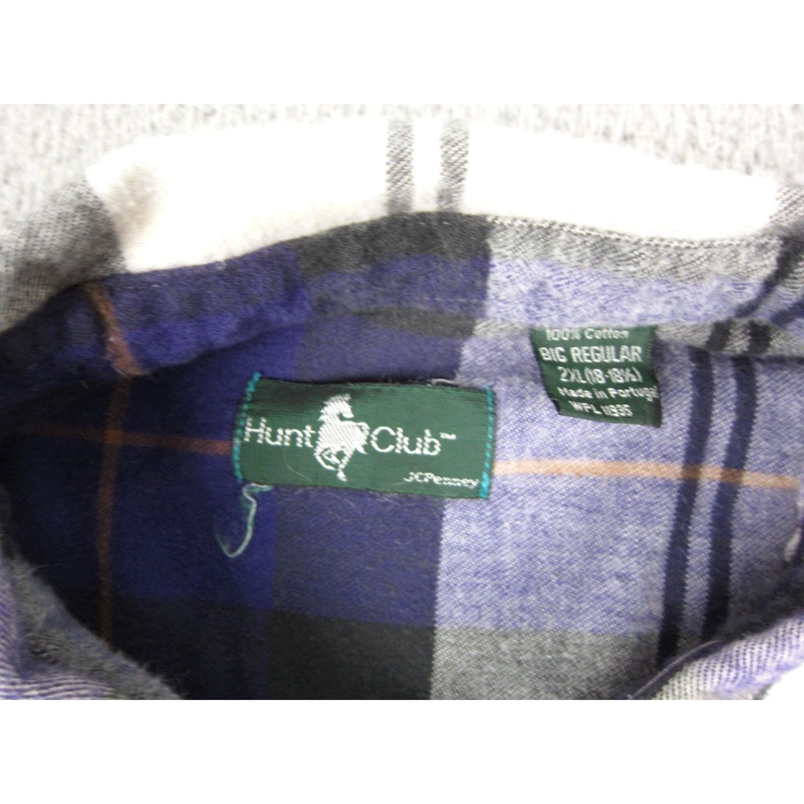 JCPenney Vintage Hunt Club Shirt Mens 2XL Blue Plaid Flannel Cotton Button-Up Casual Workwear 90s Mens Size US XXL / EU 58 / 5 - 3 Thumbnail