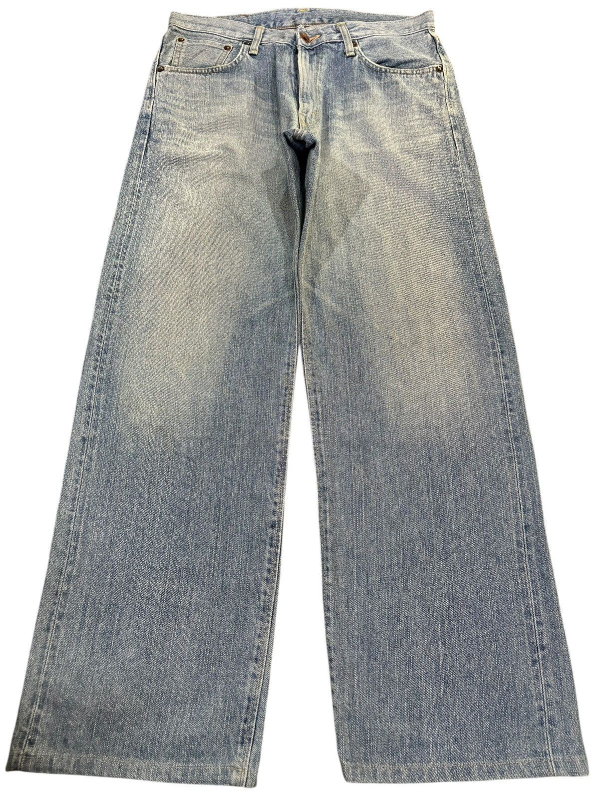 Edwin × Japanese Brand × Self Edge 90s Vtg Edwin 505z Selvedge Orange Tag Faded Jeans Size US 33 - 2 Thumbnail